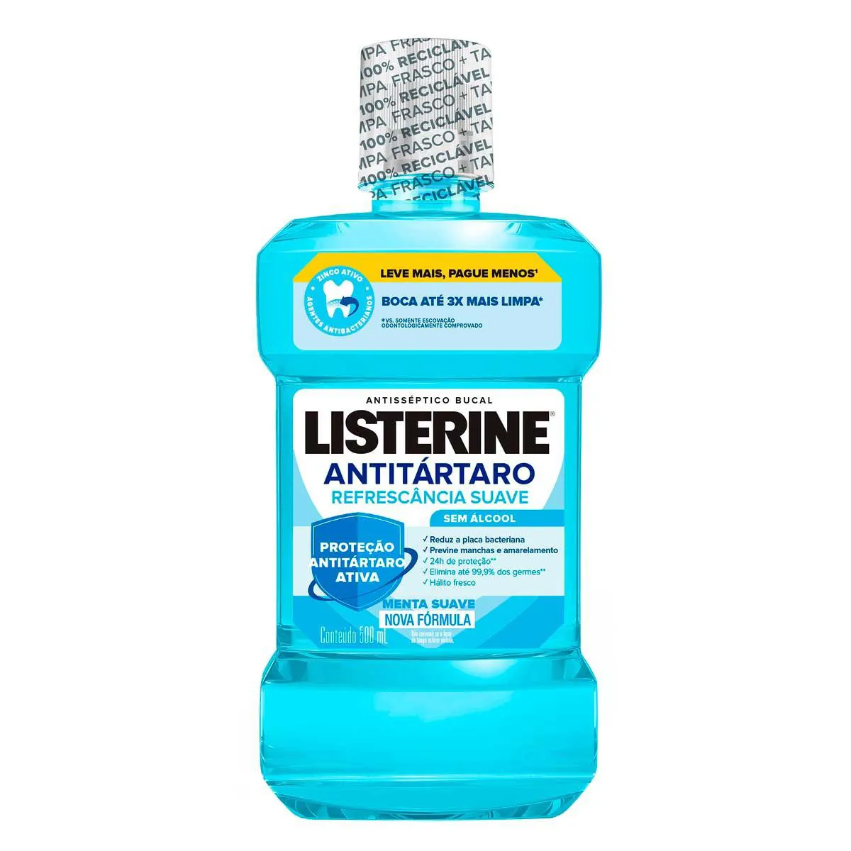 Enxaguante Antisséptico Bucal Listerine Antitártaro Zero Álcool Menta Suave 500ml