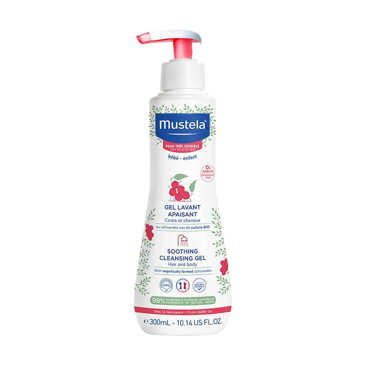 Gel de Banho Calmante Mustela Bebê Pele Muito Sensível com 300ml