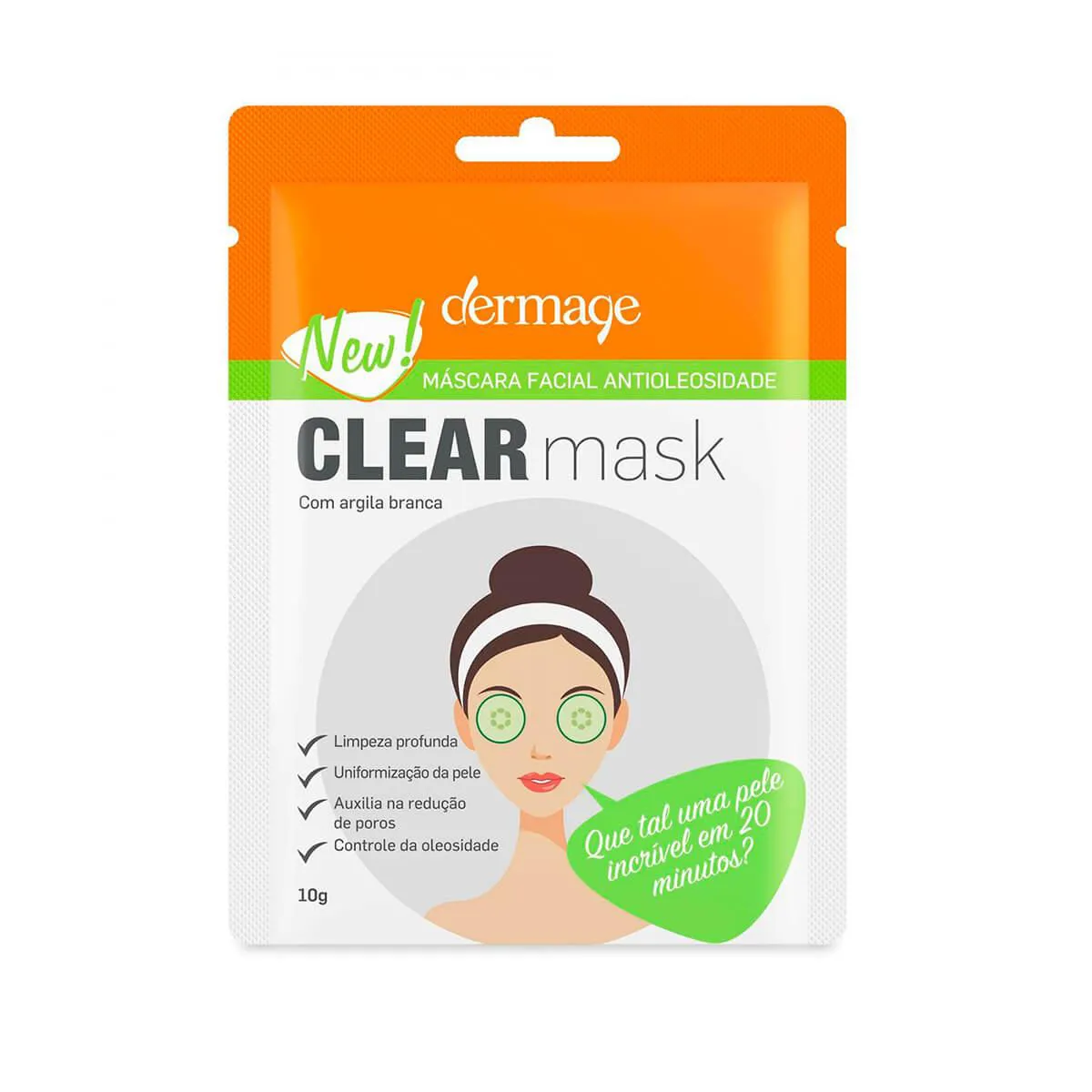 Máscara Facial Antioleosidade Dermage Clear Mask com 10g