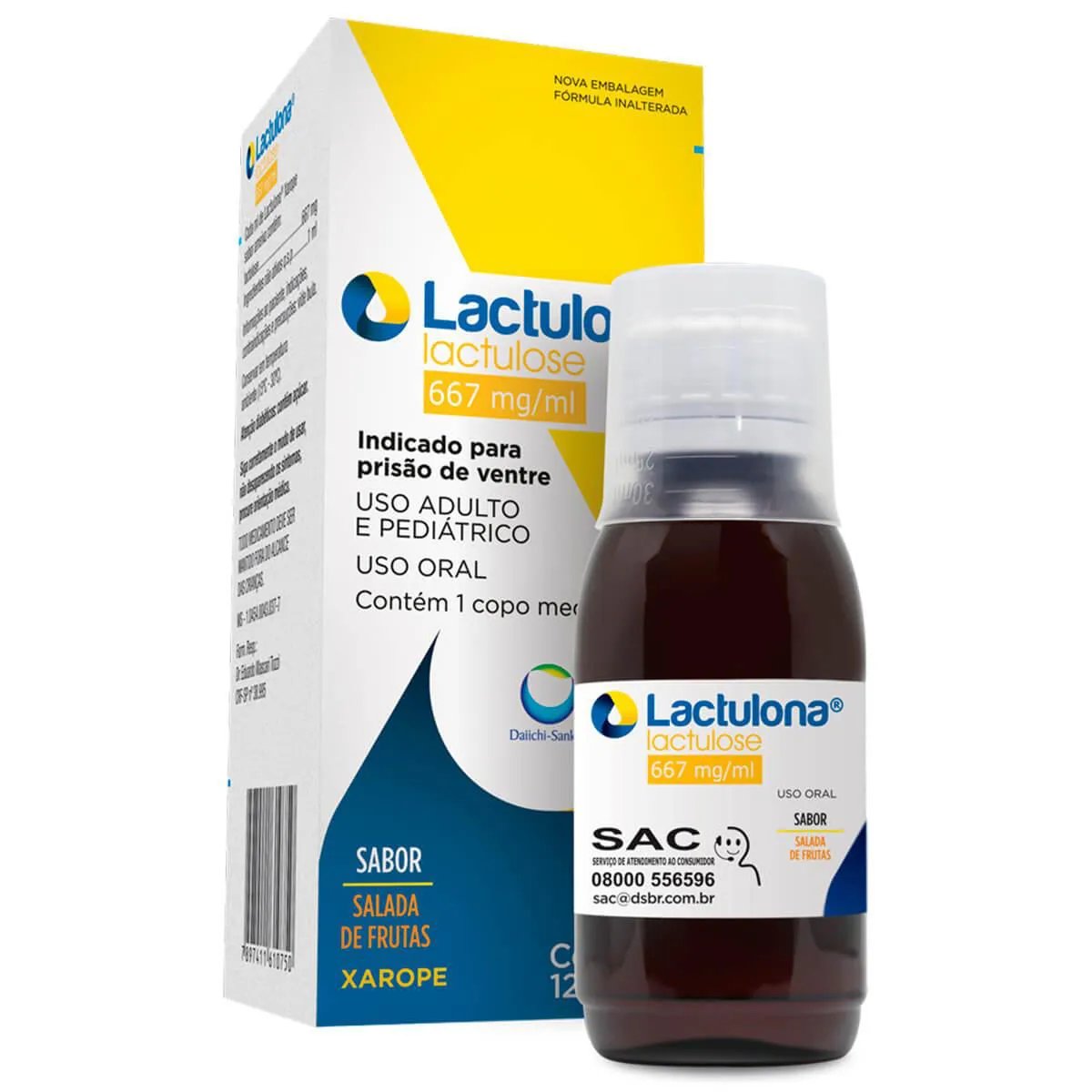 Lactulona 667mg/ml Xarope Sabor Salada de Frutas com 120ml