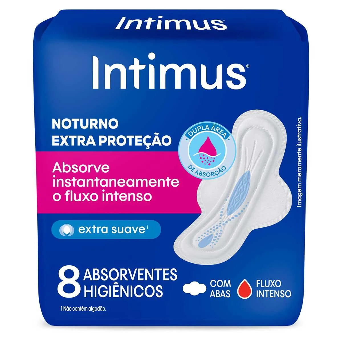 Absorvente Noturno Intimus Com Abas Cobertura Suave com 8 unidades