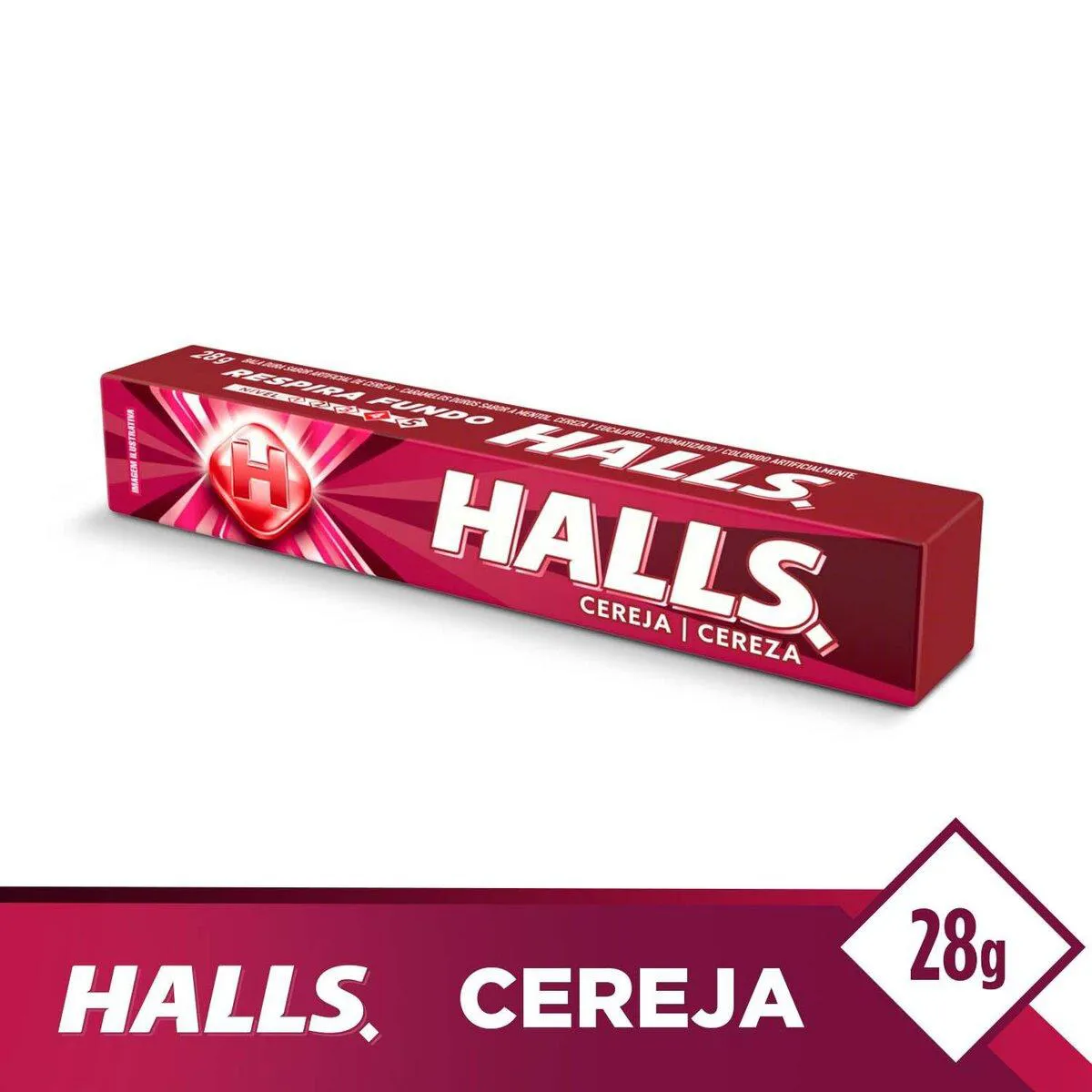 Bala Halls Sabor Cereja com 28g