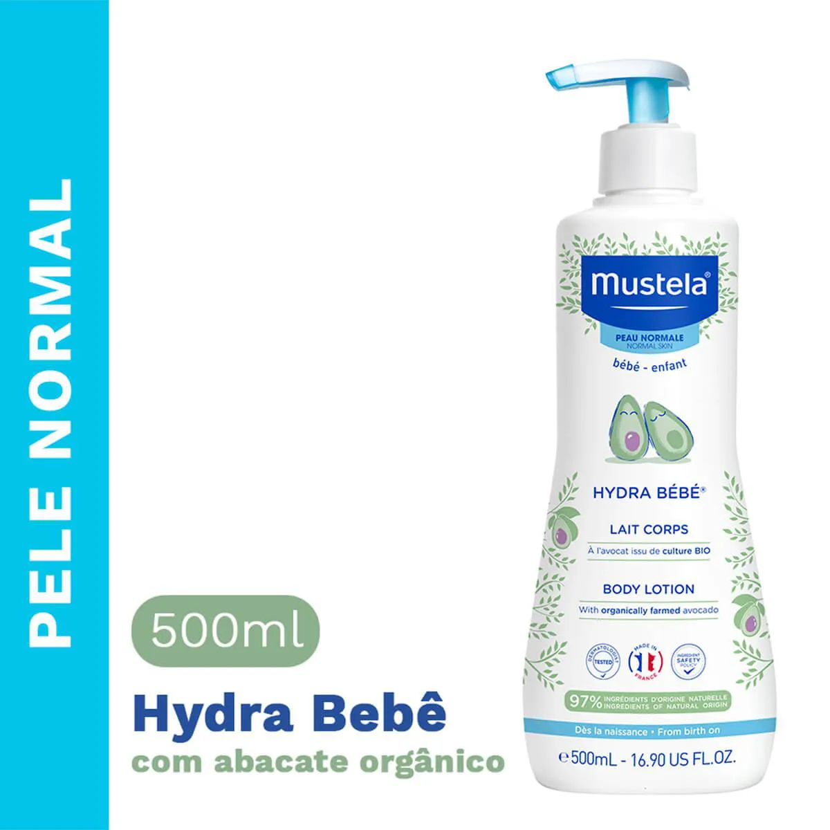 Hidratante Infantil Mustela Hydra Bebê para Pele Normal 500ml