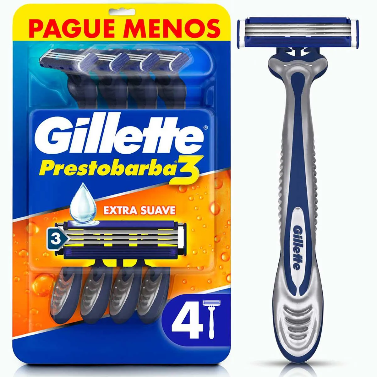 Aparelho de Barbear Descartável Gillette Prestobarba 3 com 4 unidades