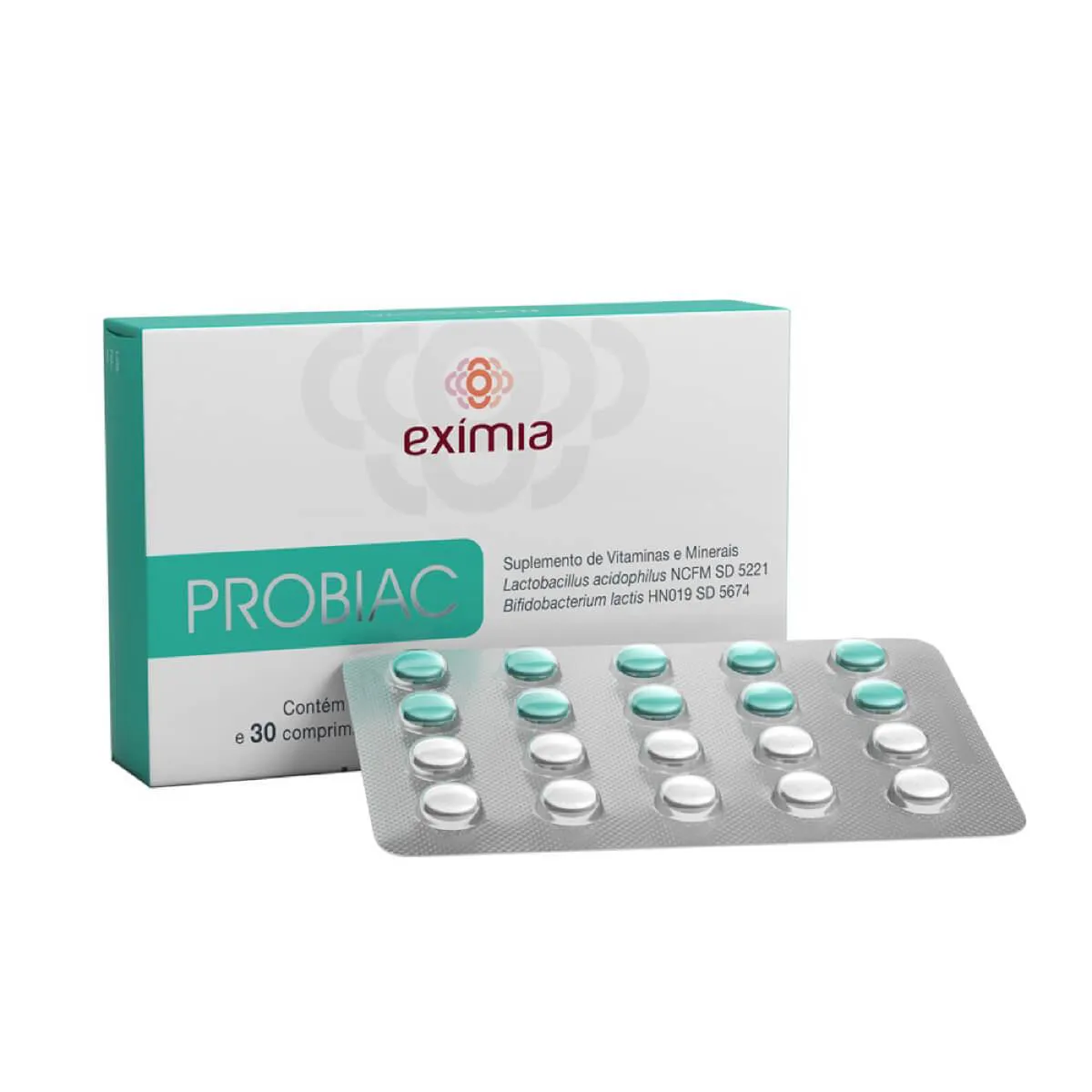 Suplemento Vitamínico Exímia Probiac - 30 Comprimidos Vitaminas e Minerais + 30 Comprimidos de Lactobacillus