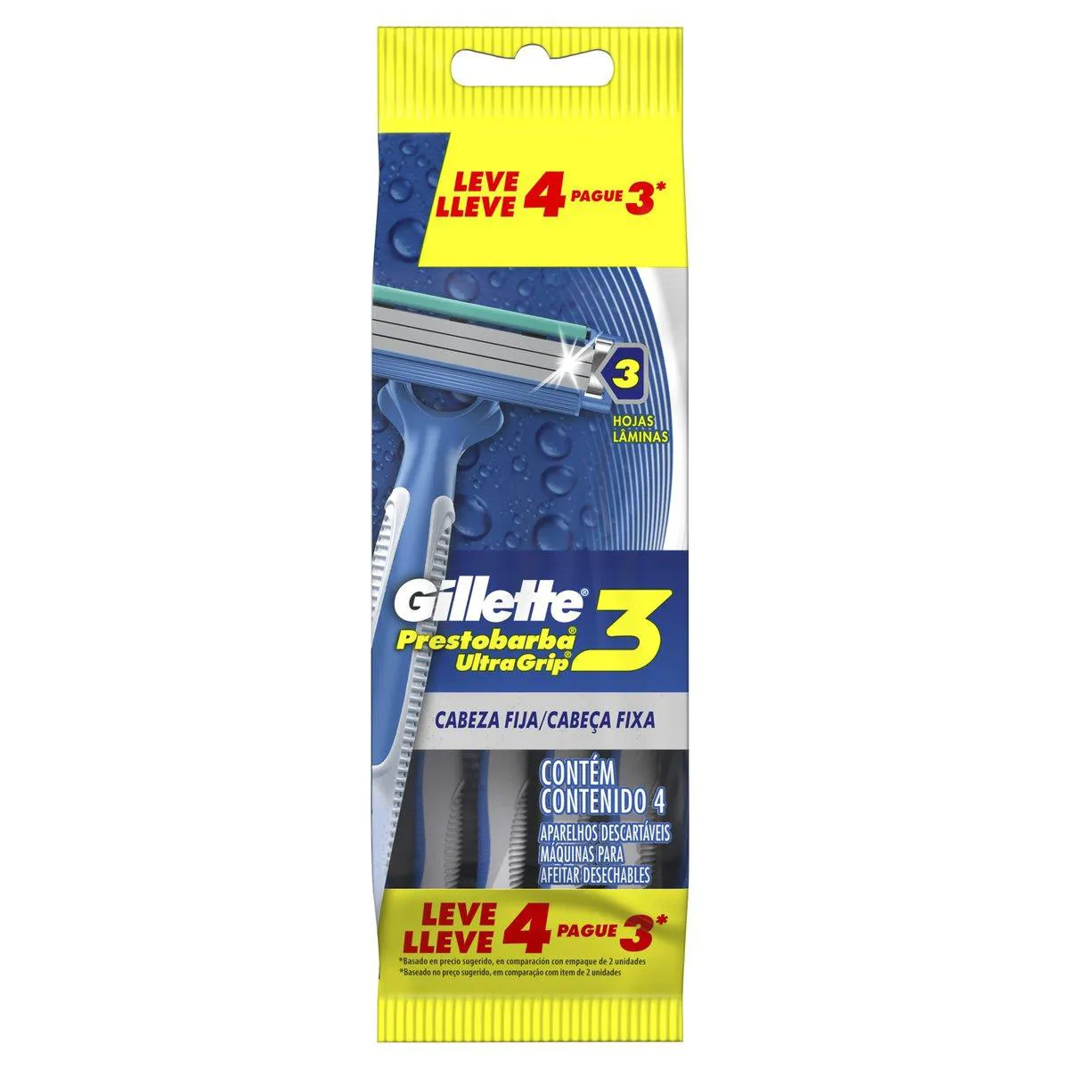 Barbeador Gillette Prestobarba Ultragrip 3 4 unidades