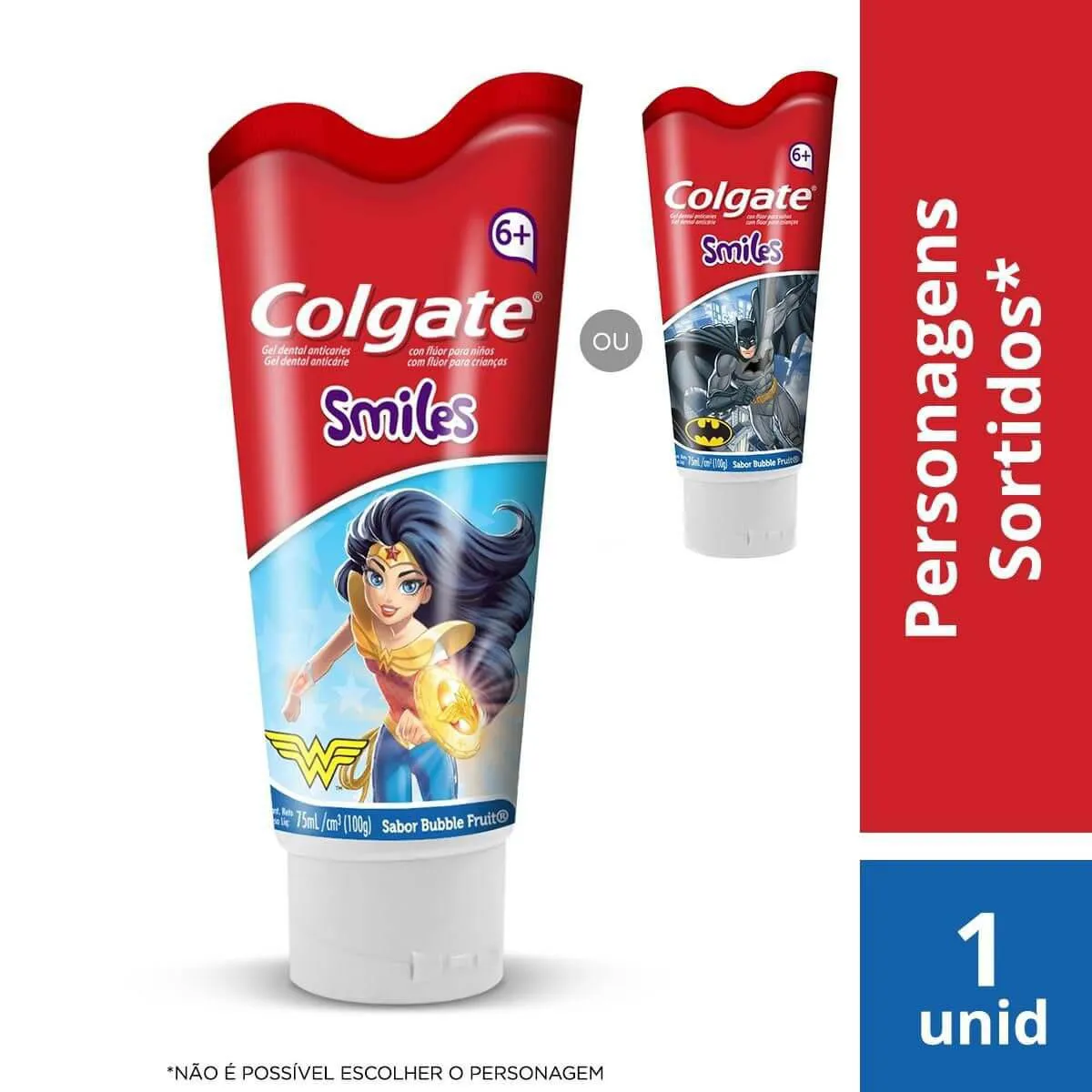 Pasta de Dente Colgate Smiles Batman & Mulher Maravilha com 100g