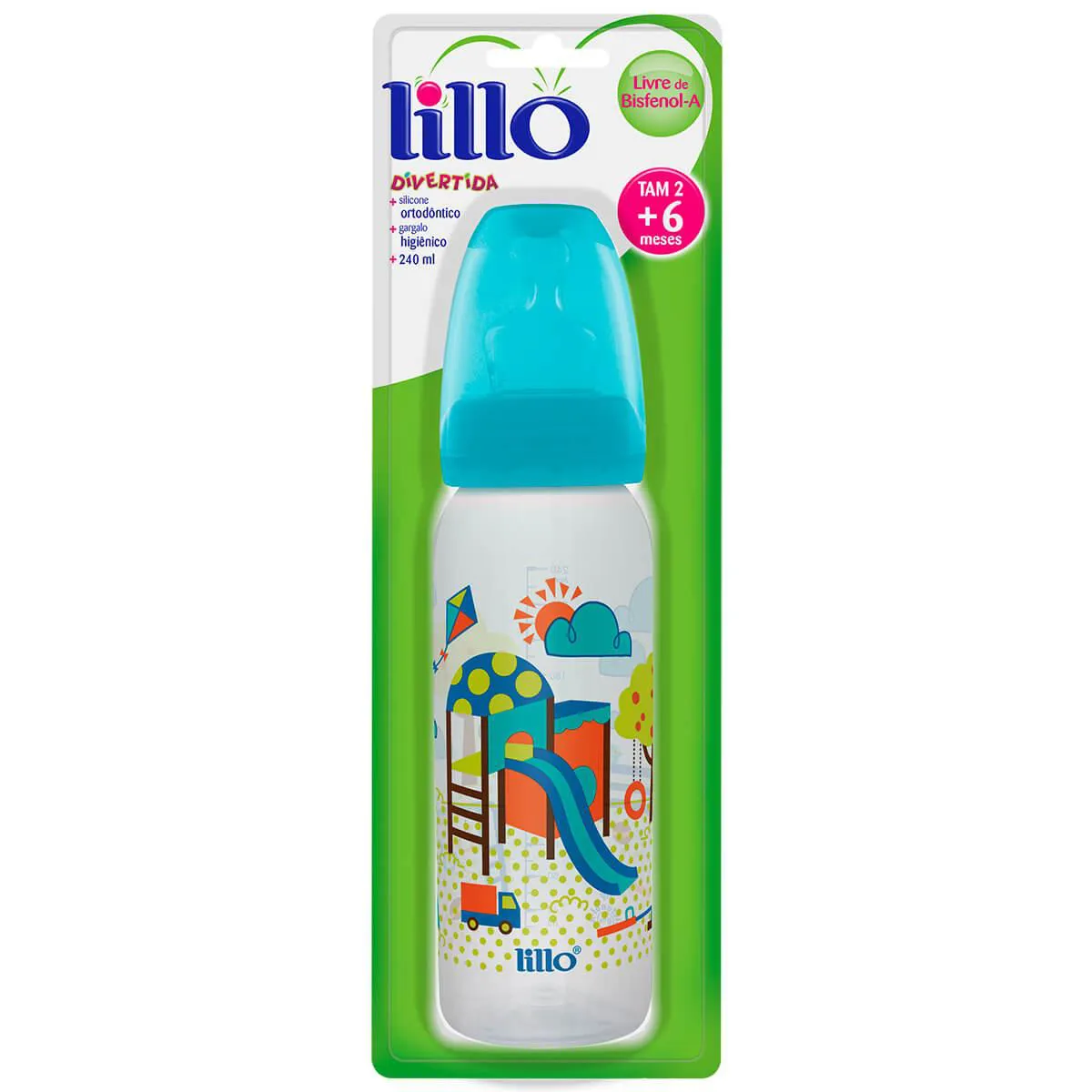 Mamadeira Lillo Divertida Tamanho 2 Cor Azul 240ml - 1 unidade