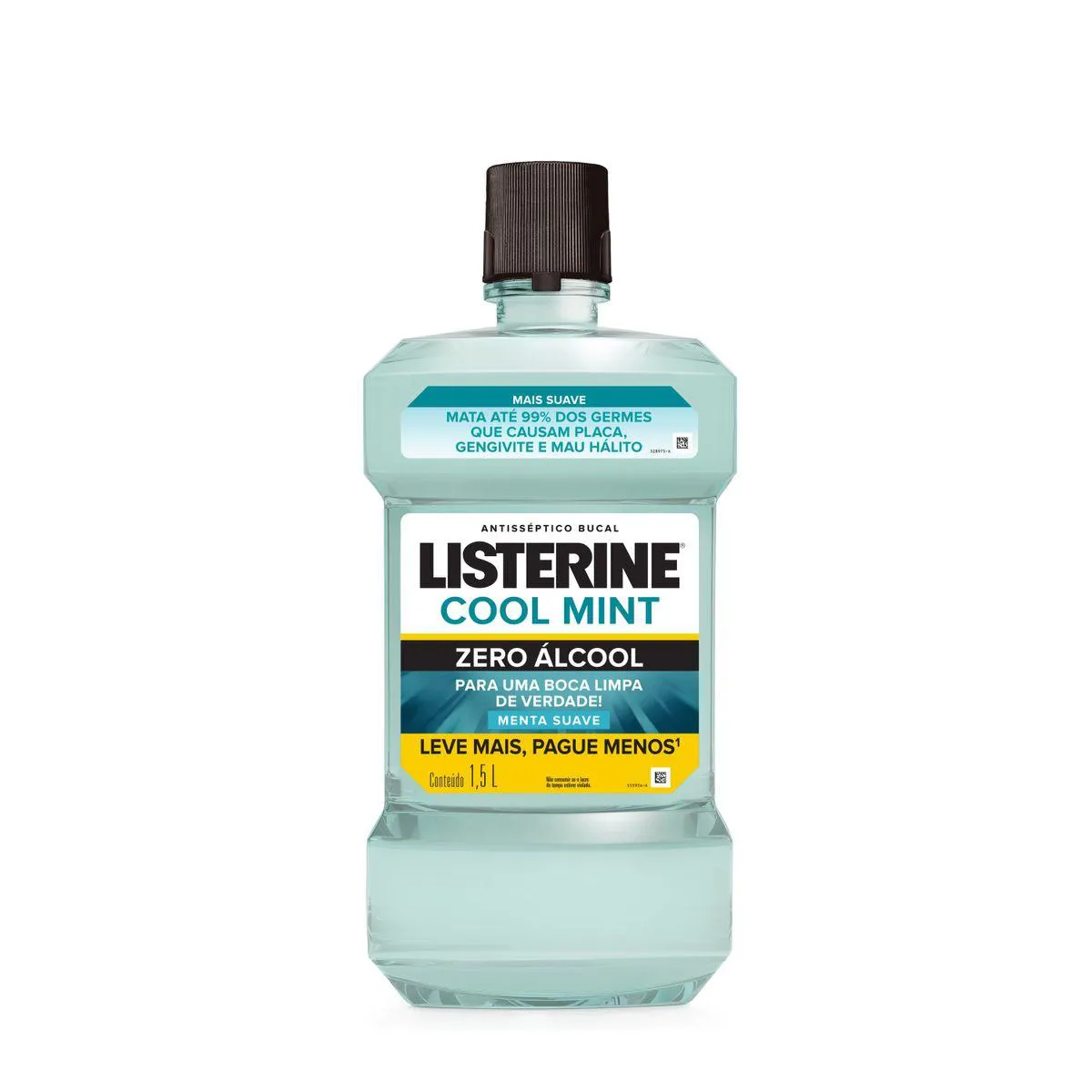 Enxaguante Antisséptico Bucal Listerine Cool Mint Zero Álcool Menta Suave com 1,5L