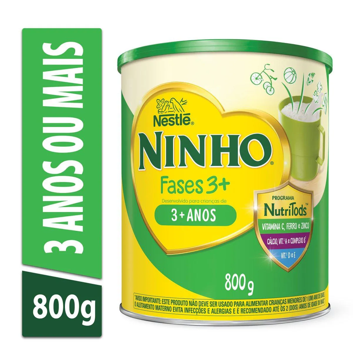 Composto Lácteo Ninho Fases 3+ Nestlé 800g - Menor preço online | Droga ...