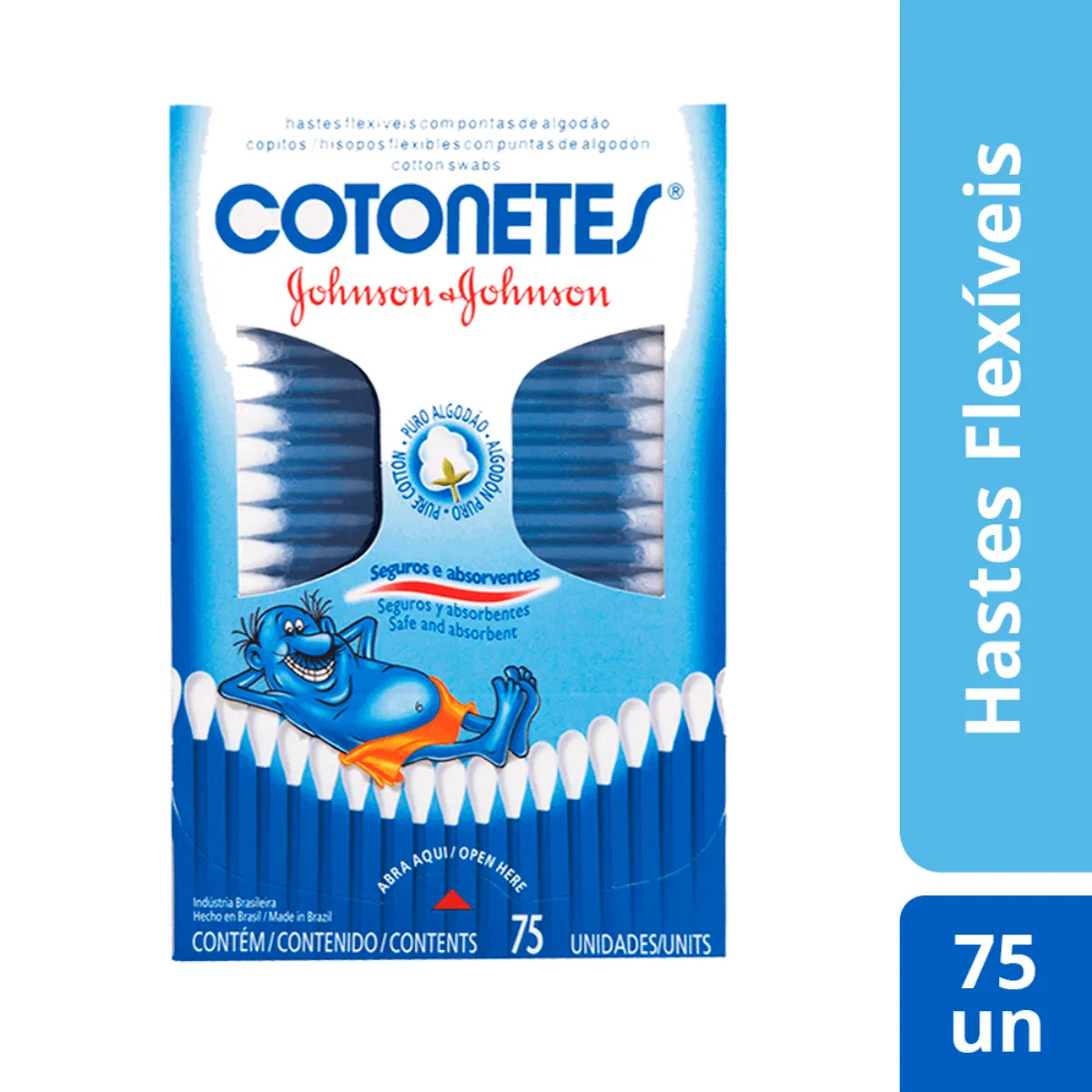 Hastes Flexíveis Cotonetes Johnson & Johnson com 75 unidades