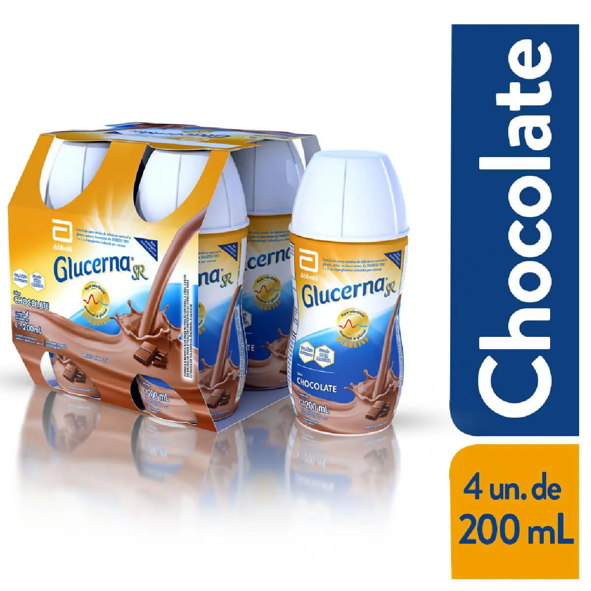 Kit Suplemento Alimentar Glucerna SR Chocolate - 4 unidades de 200ml cada