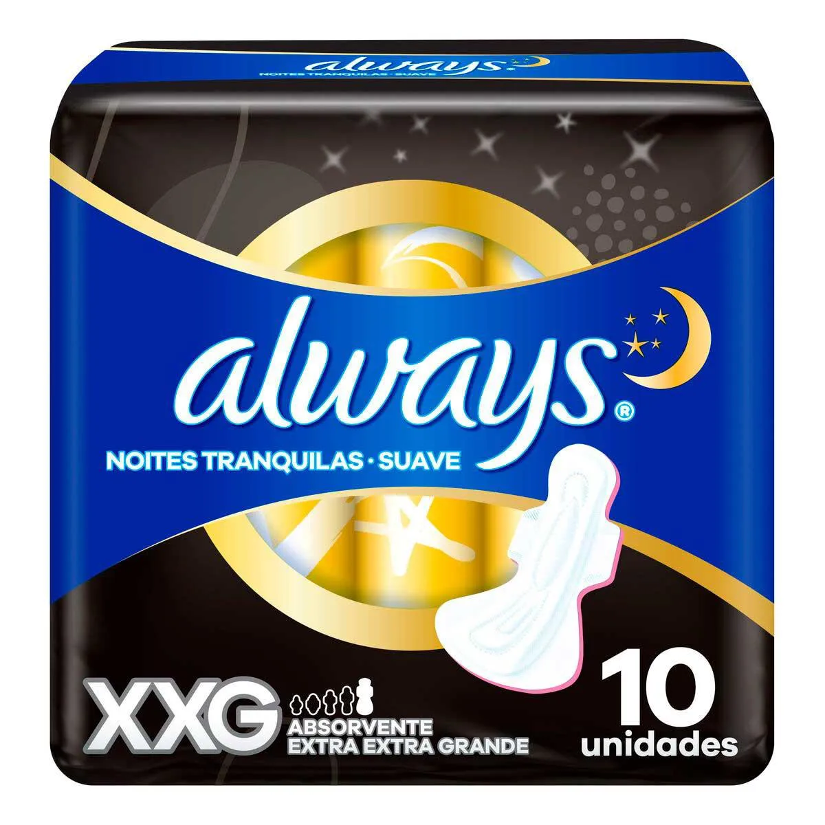 Absorvente Always Noites Tranquilas Suave XXG Com Abas com 10 unidades