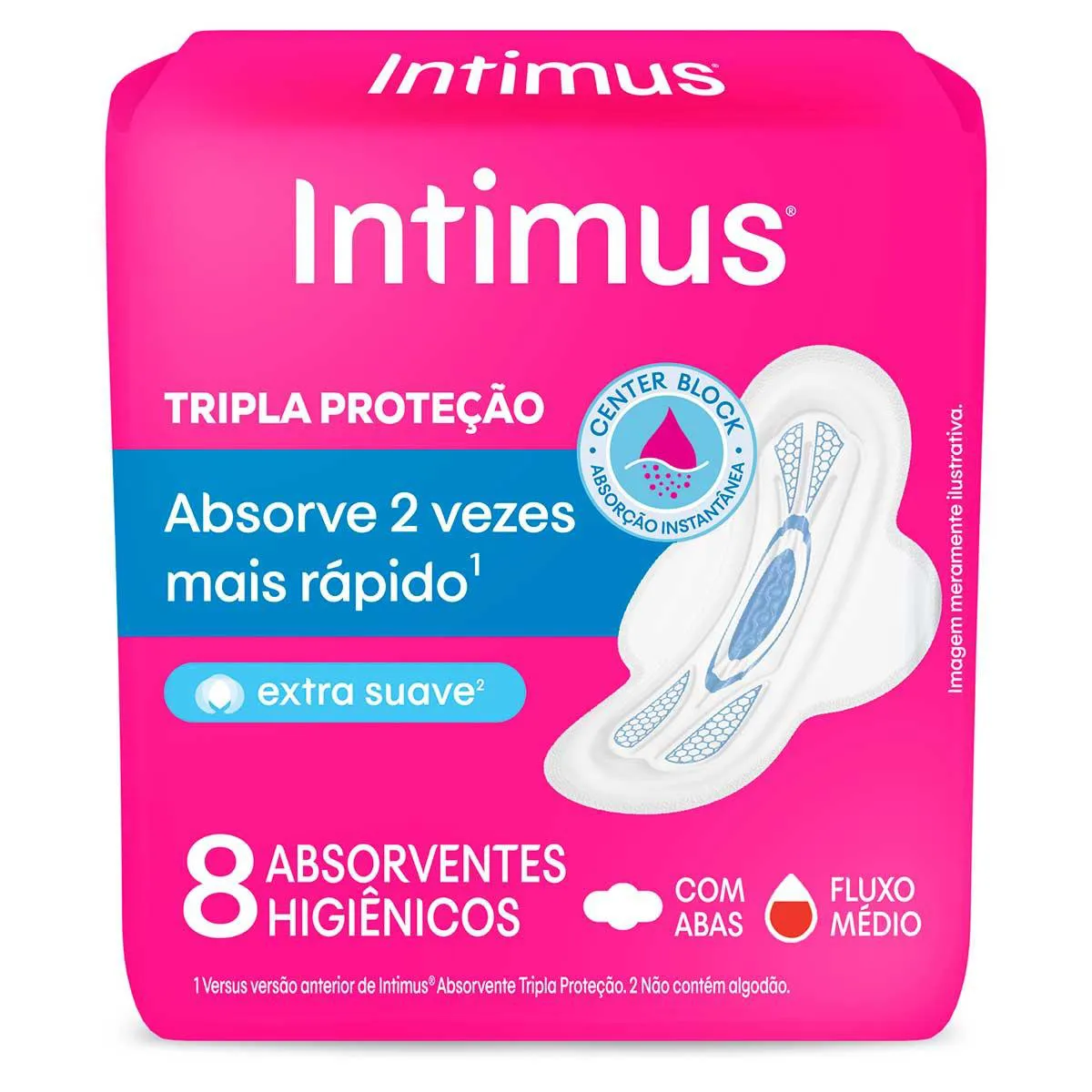 Absorvente Intimus Tripla Proteção Cobertura Suave com Abas com 8 unidades