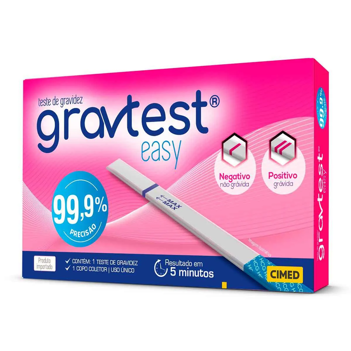 Teste de gravidez Gravtest Easy Cimed 1 unidade - onde comprar | Droga Raia