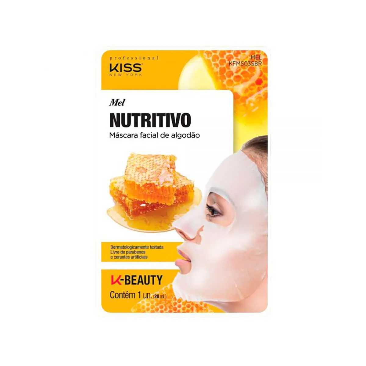 Máscara Facial de Algodão KIss NY Mel Nutritivo com 1 unidade