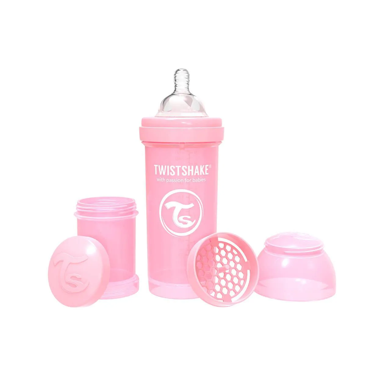 Mamadeira Twistshake Anticólica Rosa 260ml - 1 unidade