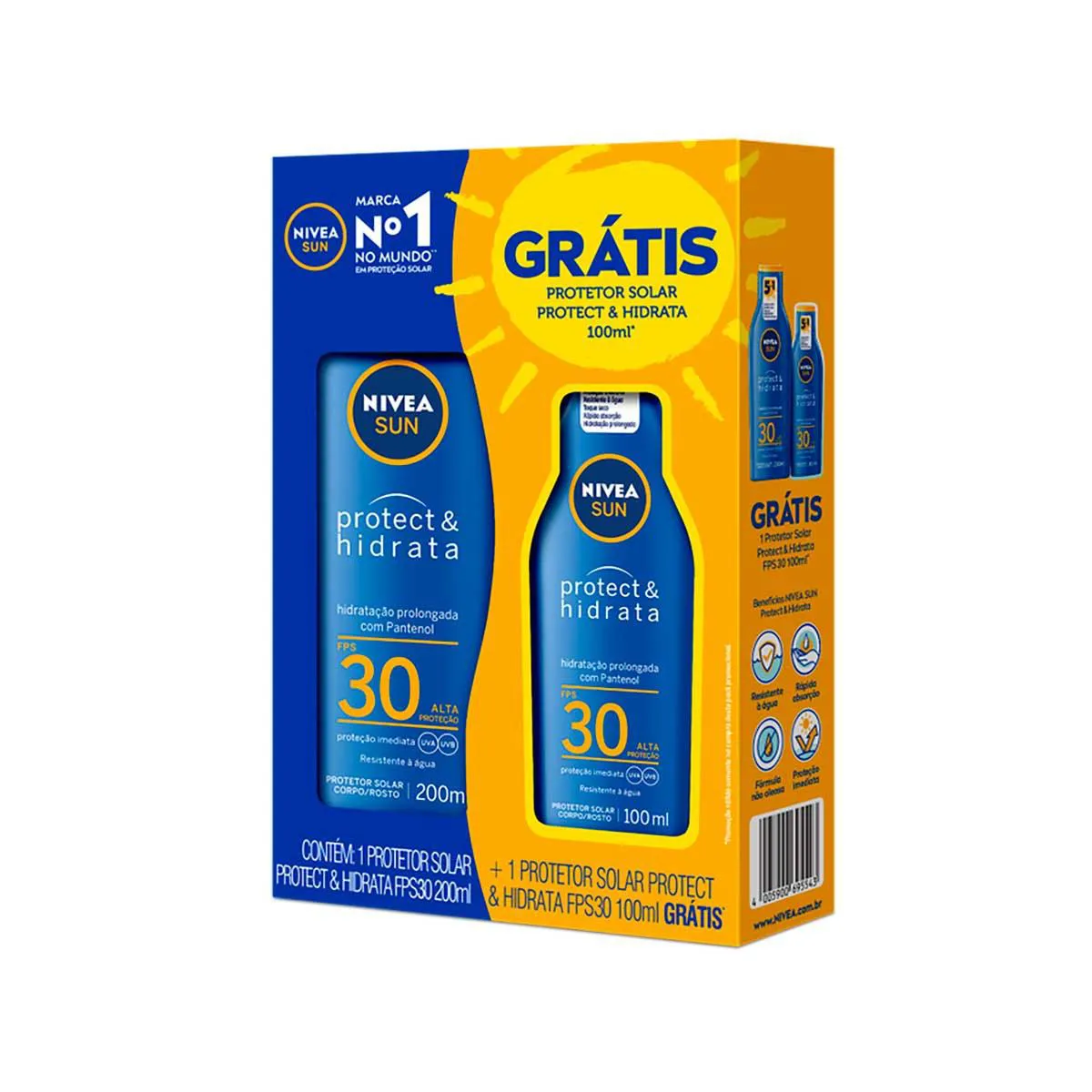 Kit Protetor Solar Corporal Nivea Sun Protect & Hidrata FPS 30 com 200ml + 100ml