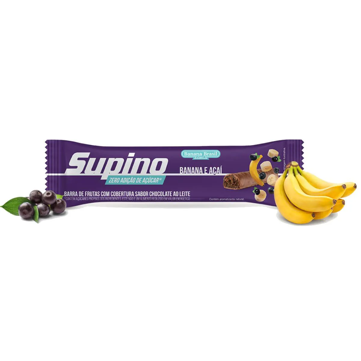 Barra de Fruta Supino Sabor Chocolate com Recheio Banana e Açaí com 24g