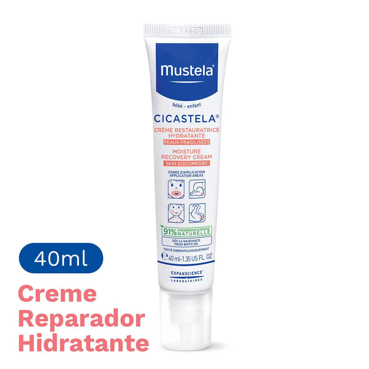 Creme Reparador Hidratante Mustela Bebê Cicastela Pele Sensibilizada com 40ml