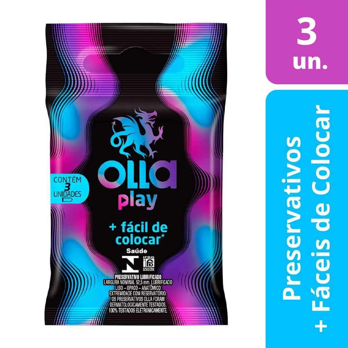 Camisinha Olla Play Mais Fácil de Colocar com 3 unidades