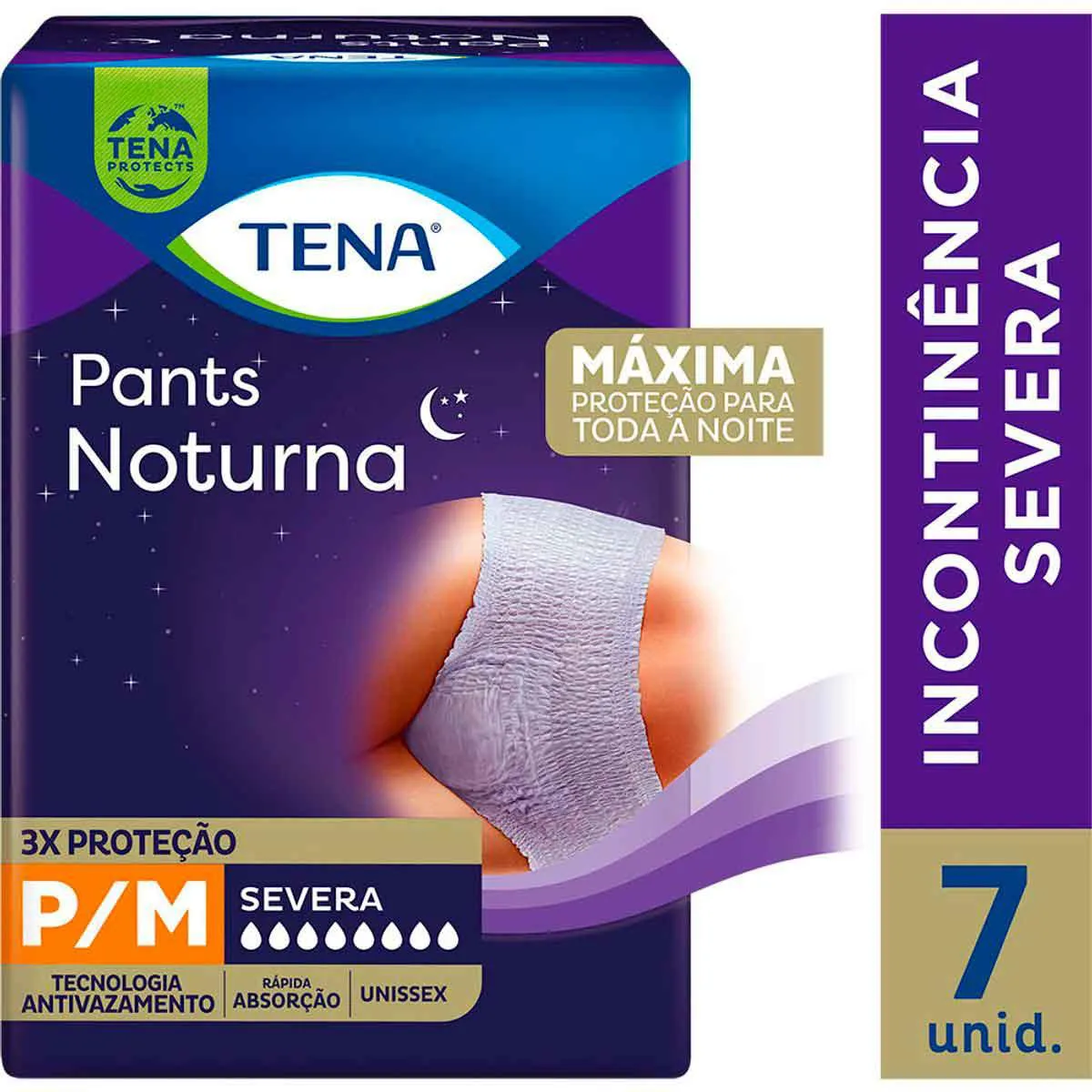 Roupa Íntima Descartável Unissex Tena Pants Noturna P/M Absorção Intensa 7 unidades