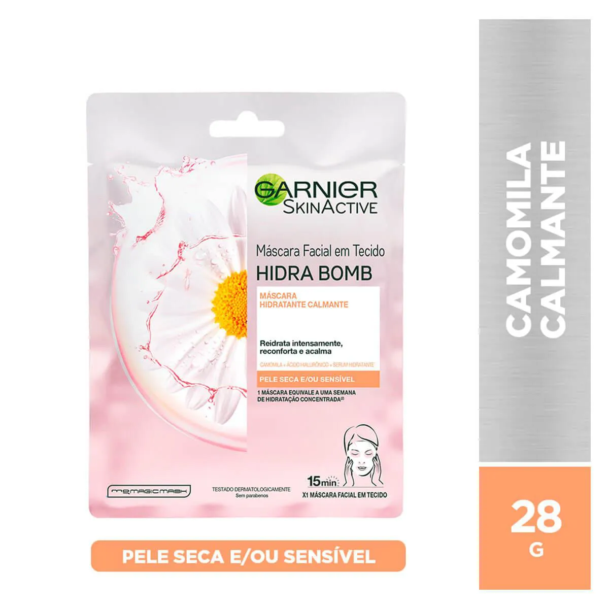 Máscara Facial em Tecido Garnier Hidra Bomb Camomila Calmante 32g