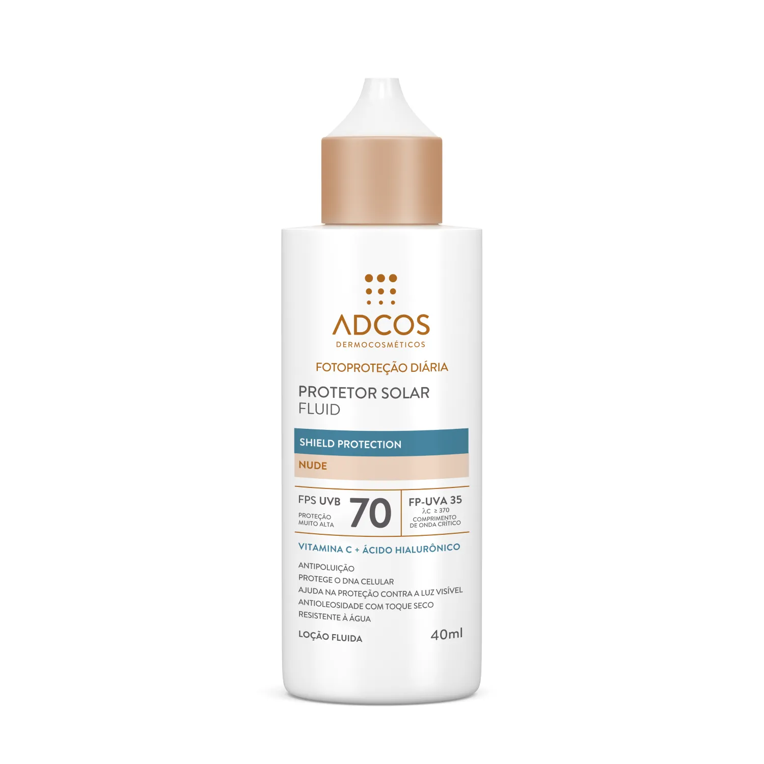 Protetor Solar Facial Fluido FPS 70 Adcos Nude 40ml