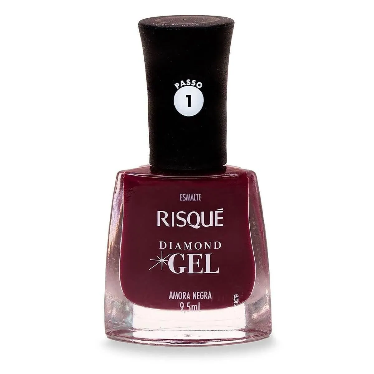 Esmalte Risqué Diamond Gel Amora Negra Hipoalergênico com 9,5ml