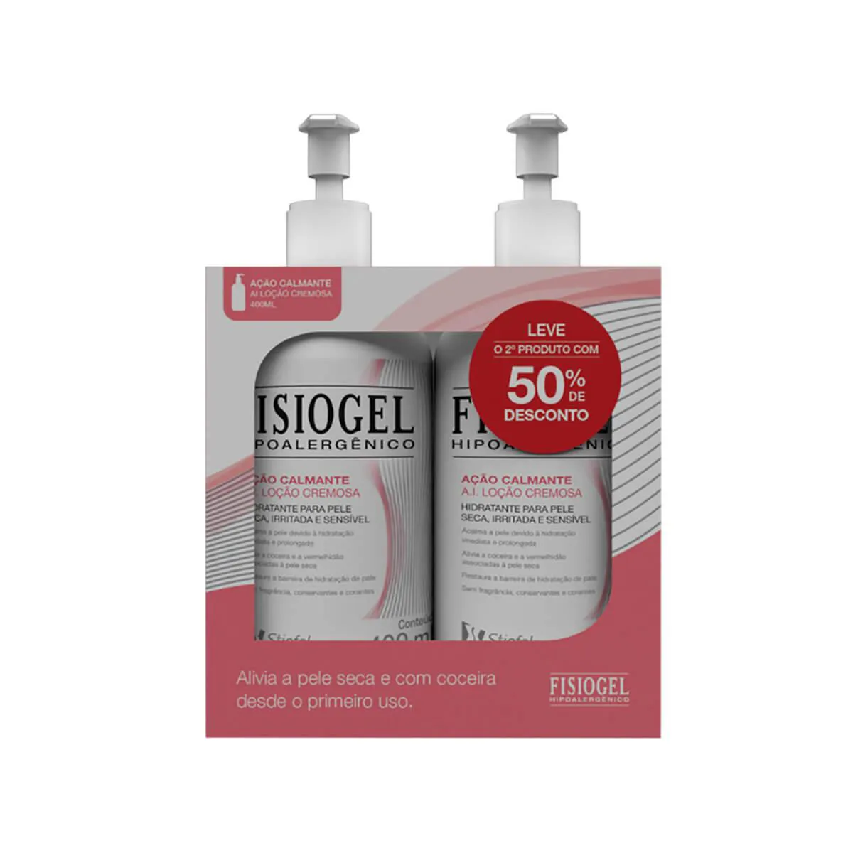 Kit Loção Cremosa Fisiogel A.I. com 2 unidades de 400ml cada