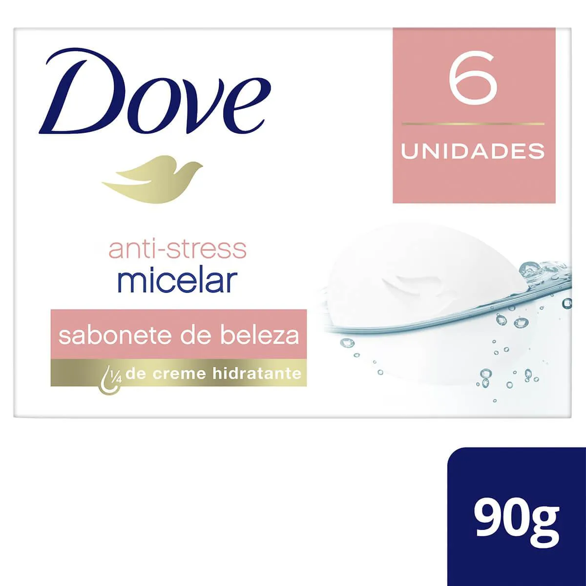 Kit Sabonete em Barra Dove Anti-Stress Micelar com 6 unidades de 90g cada