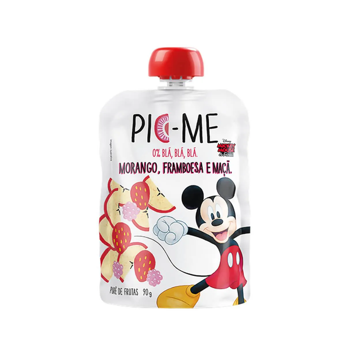 Purê de Frutas Pic-Me Disney Mickey Mouse & Friends Morango, Framboesa e Maçã 90g