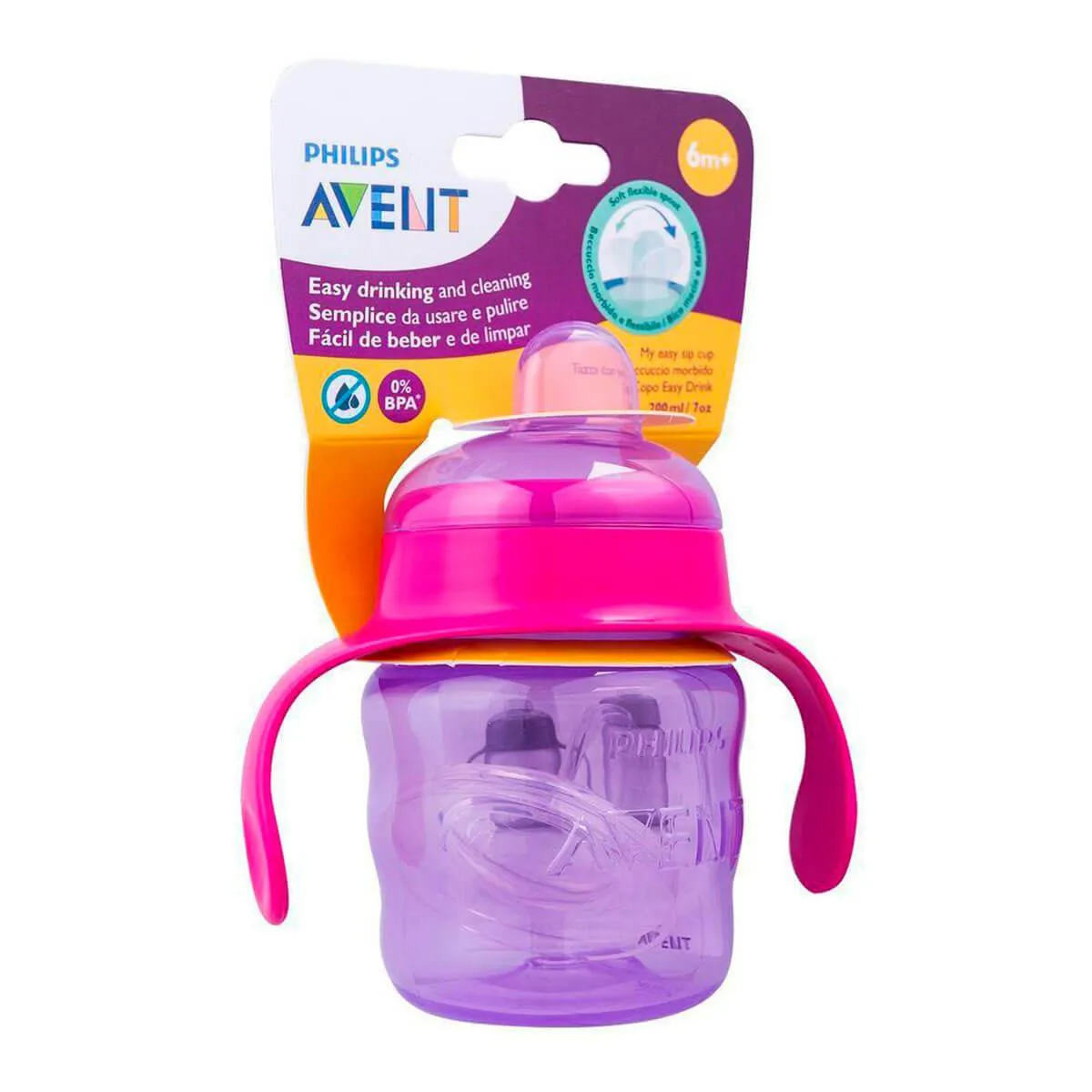 Copo de Transição Philips Avent Easy Sip 6M+ Rosa com 200ml