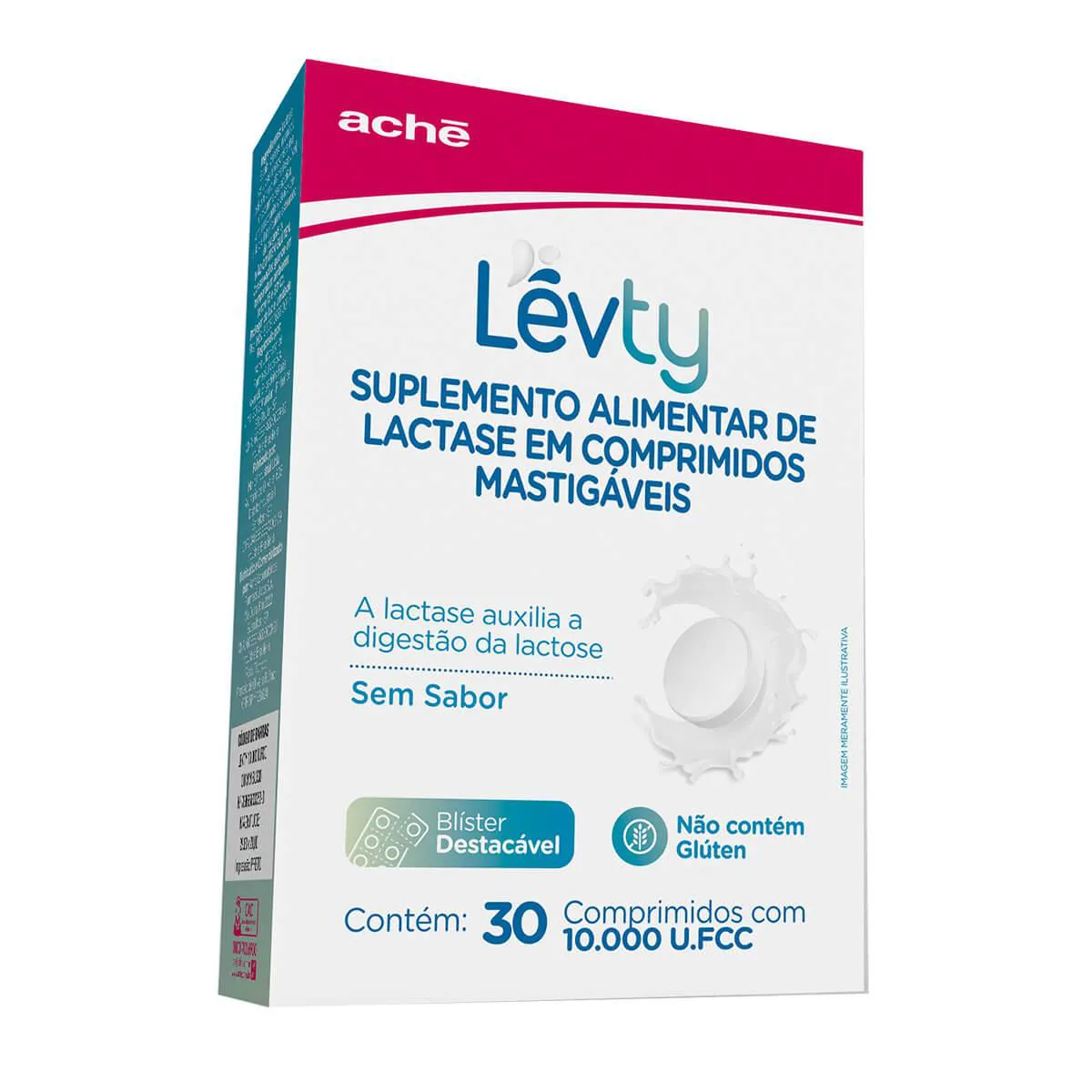 Lévty Suplemento Alimentar de Lactase Sem Sabor 30 comprimidos