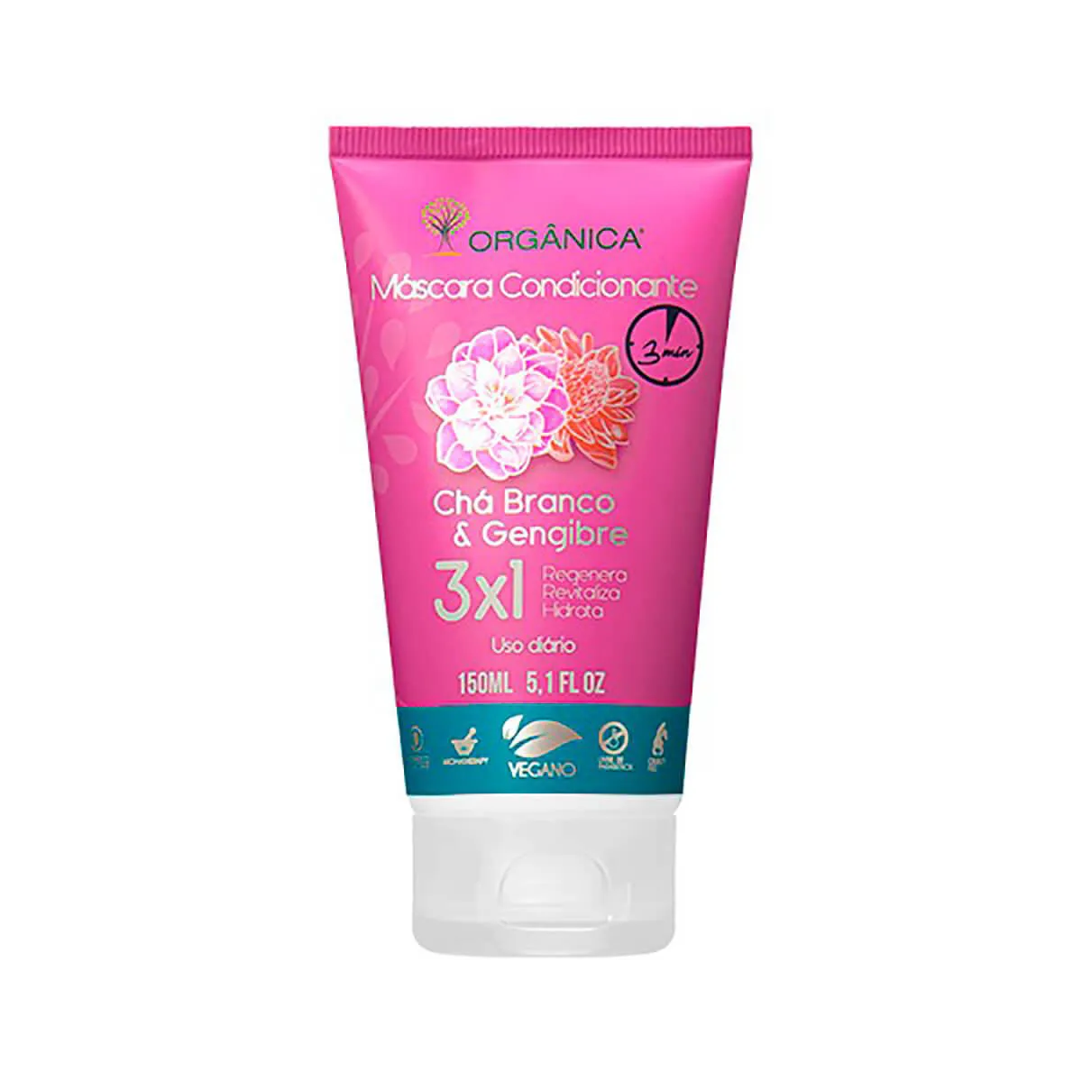 Máscara Condicionante Vegana Orgânica Chá Branco & Gengibre com 150ml