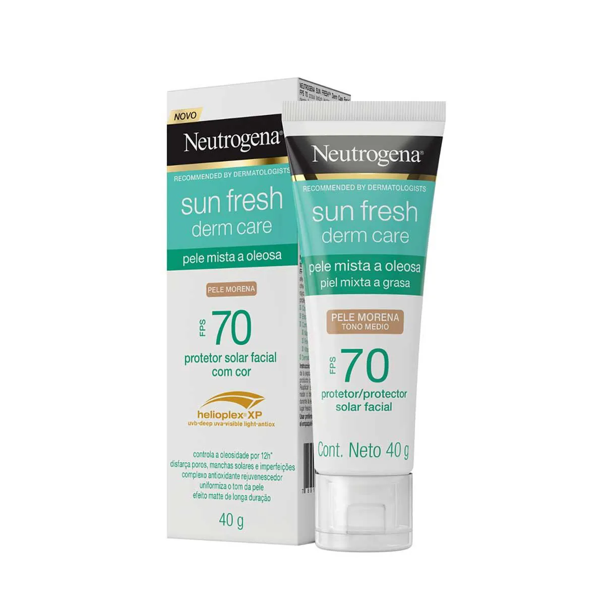 Protetor Solar Facial FPS 70 Neutrogena Sun Fresh Derm Care Pele Morena 40g