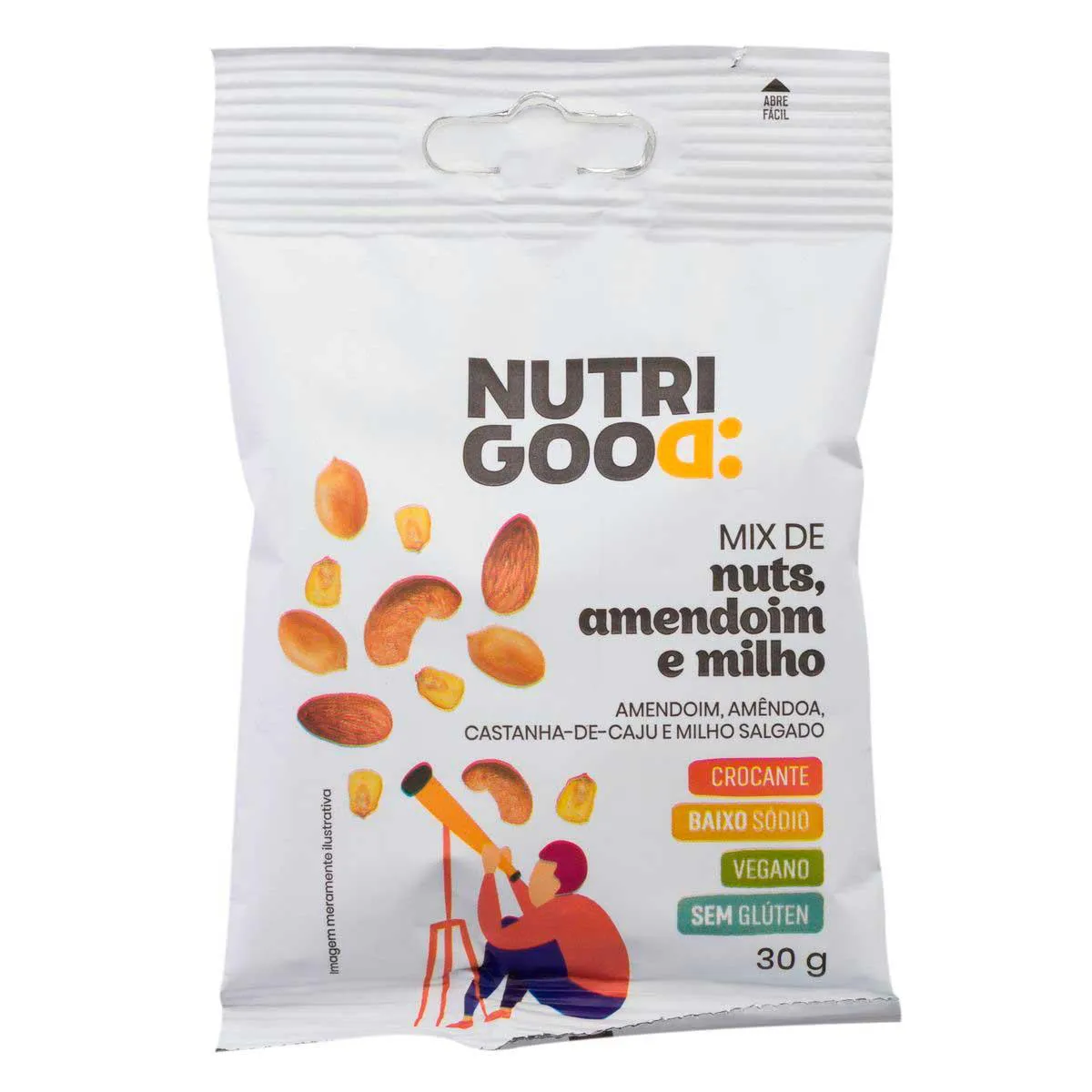 Chips Assados Nutrigood Mix de Nuts, Amedoim, Milho 30g