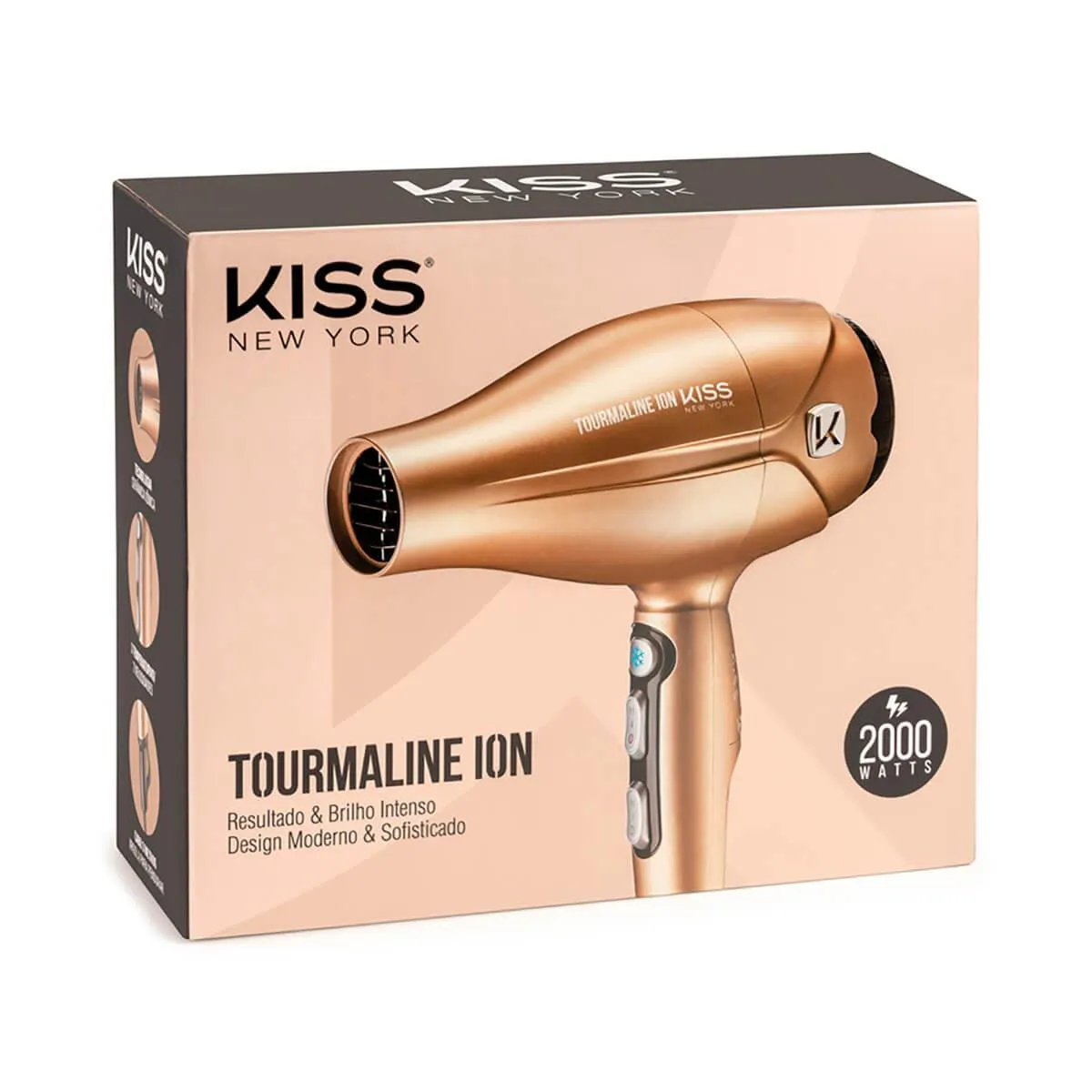 Secador de Cabelo Kiss New York Tourmaline Ion 2000W 127V com 1 unidade