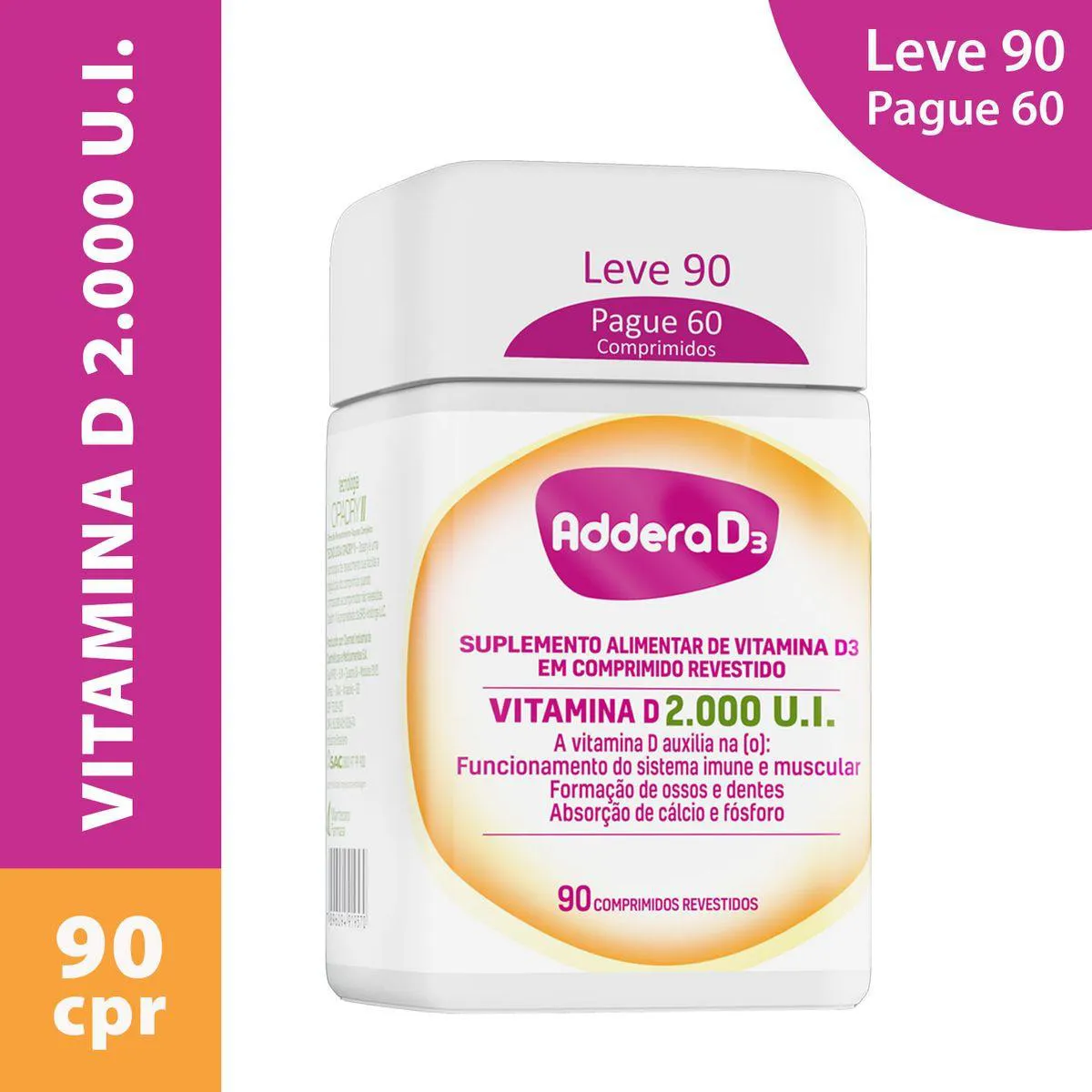 Vitamina D 2.000UI Addera D3 90 comprimidos