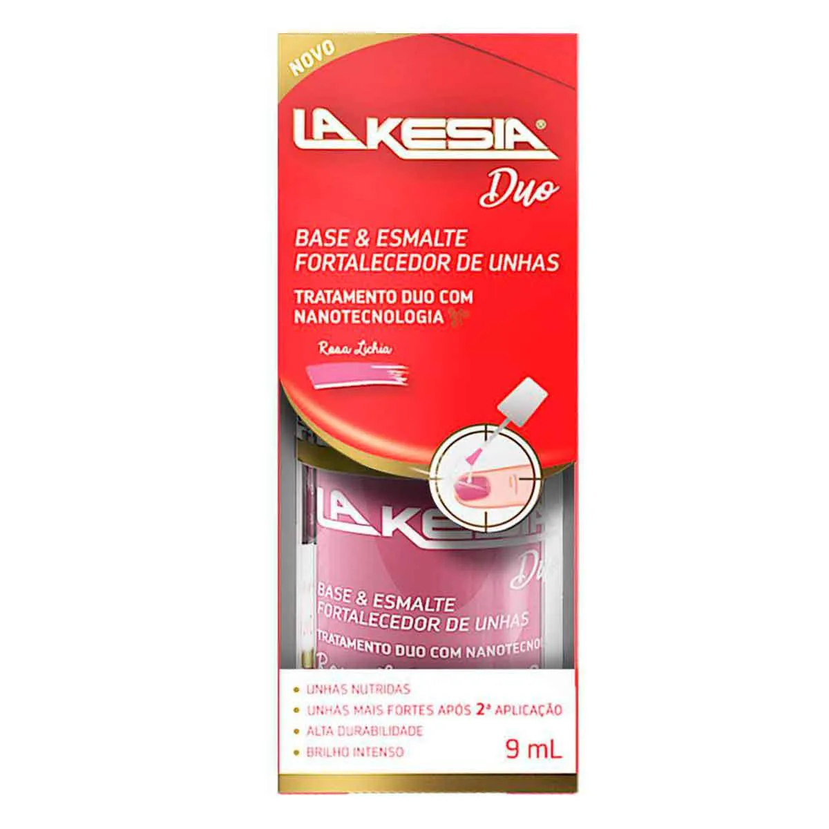 Base e Esmalte Fortalecedor de Unhas LaKesia Duo Rosa Lichia com 9ml