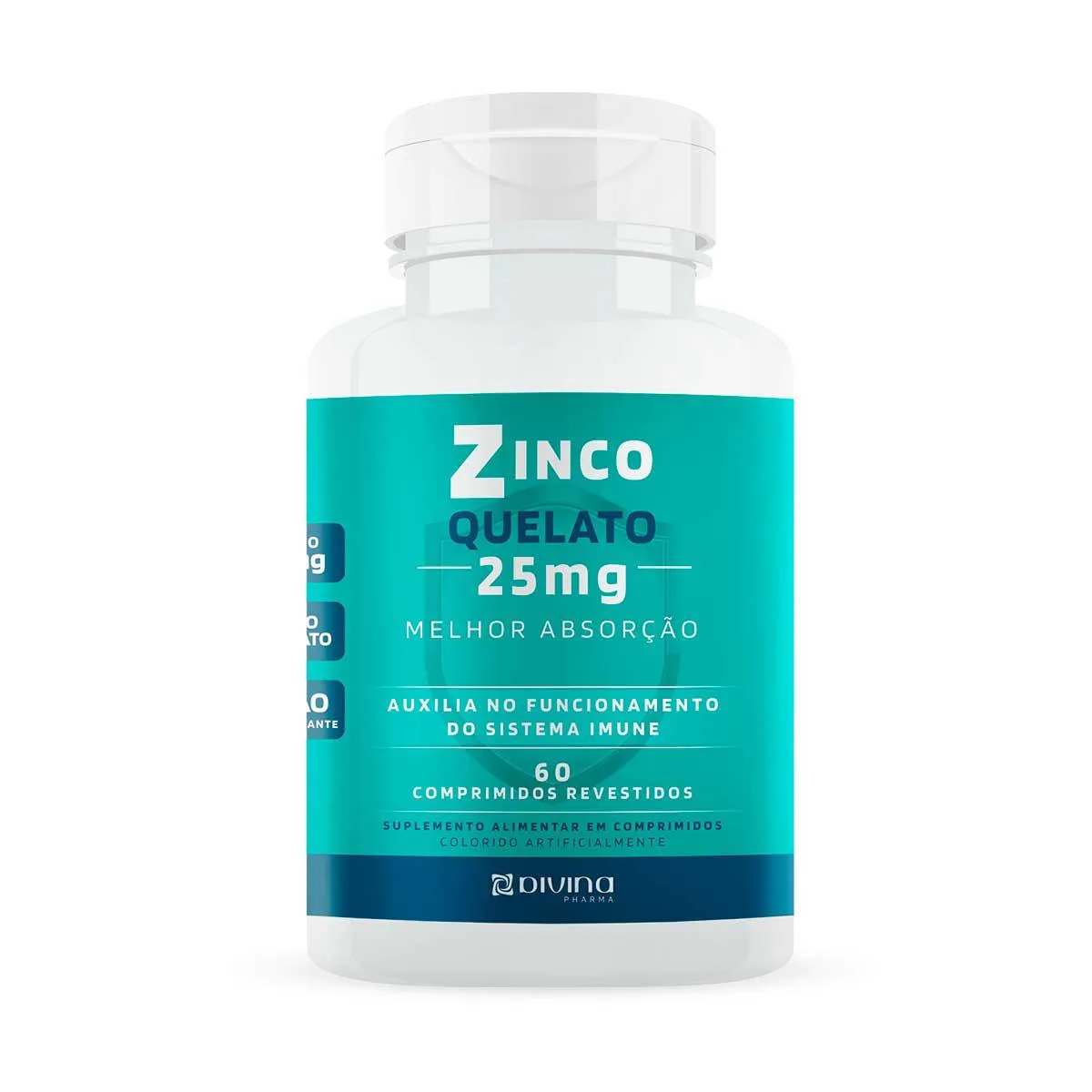 Zinco Quelato DIvina Pharma 25mg 60 comprimidos