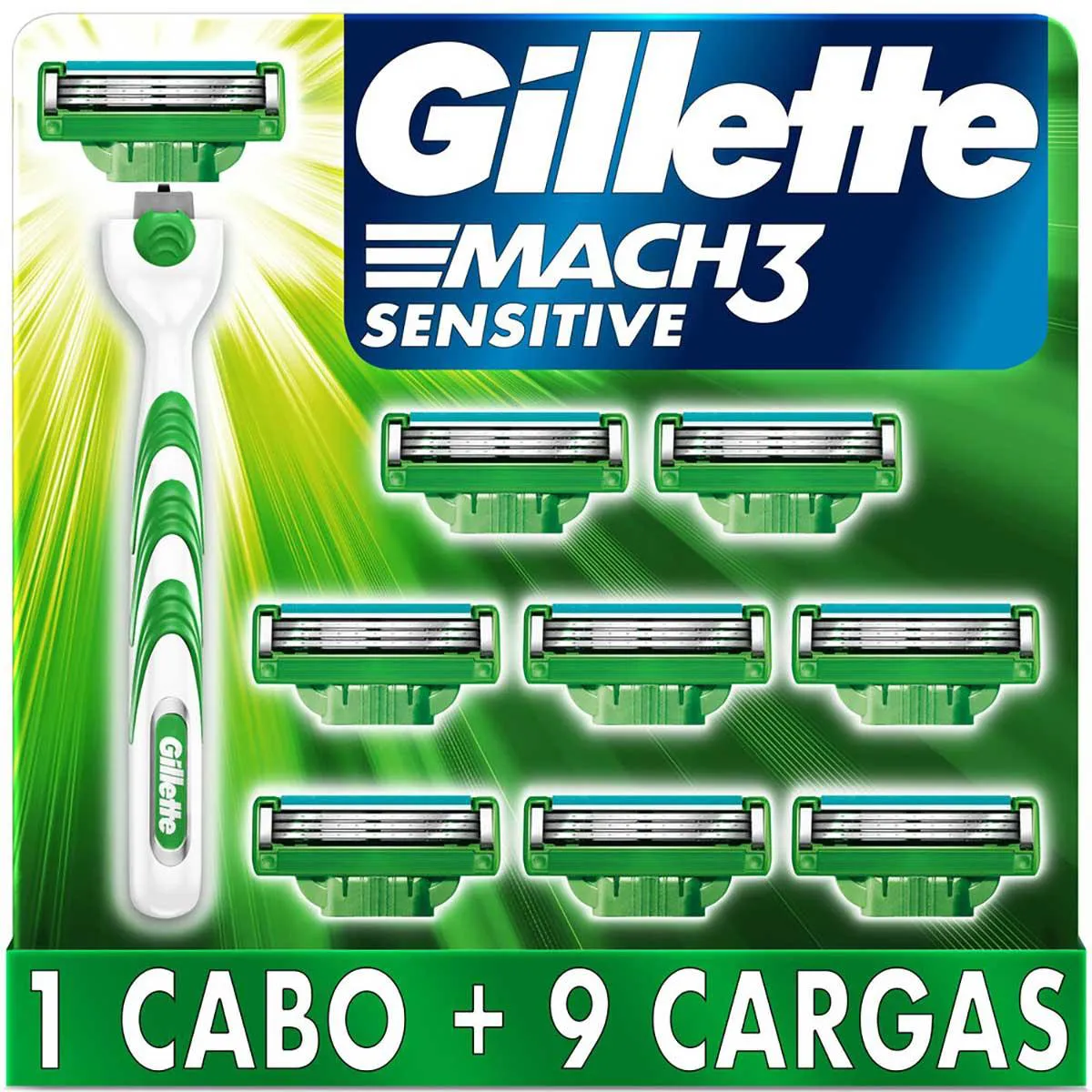 Aparelho de Barbear Gillette Mach3 Sensitive + 9 Cargas