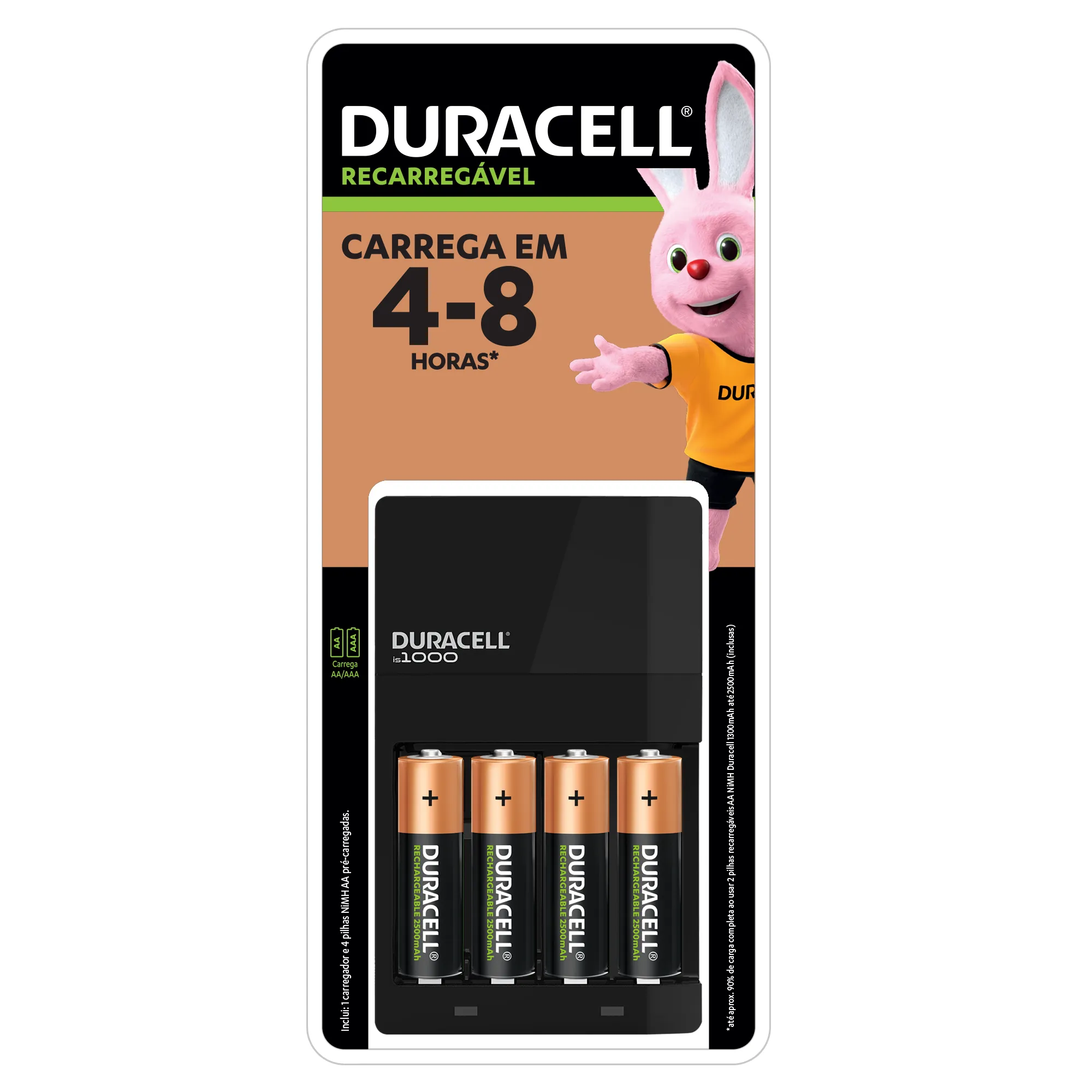 Carregador de Pilhas Duracell Recarregáveis AA e AAA com 1 unidade