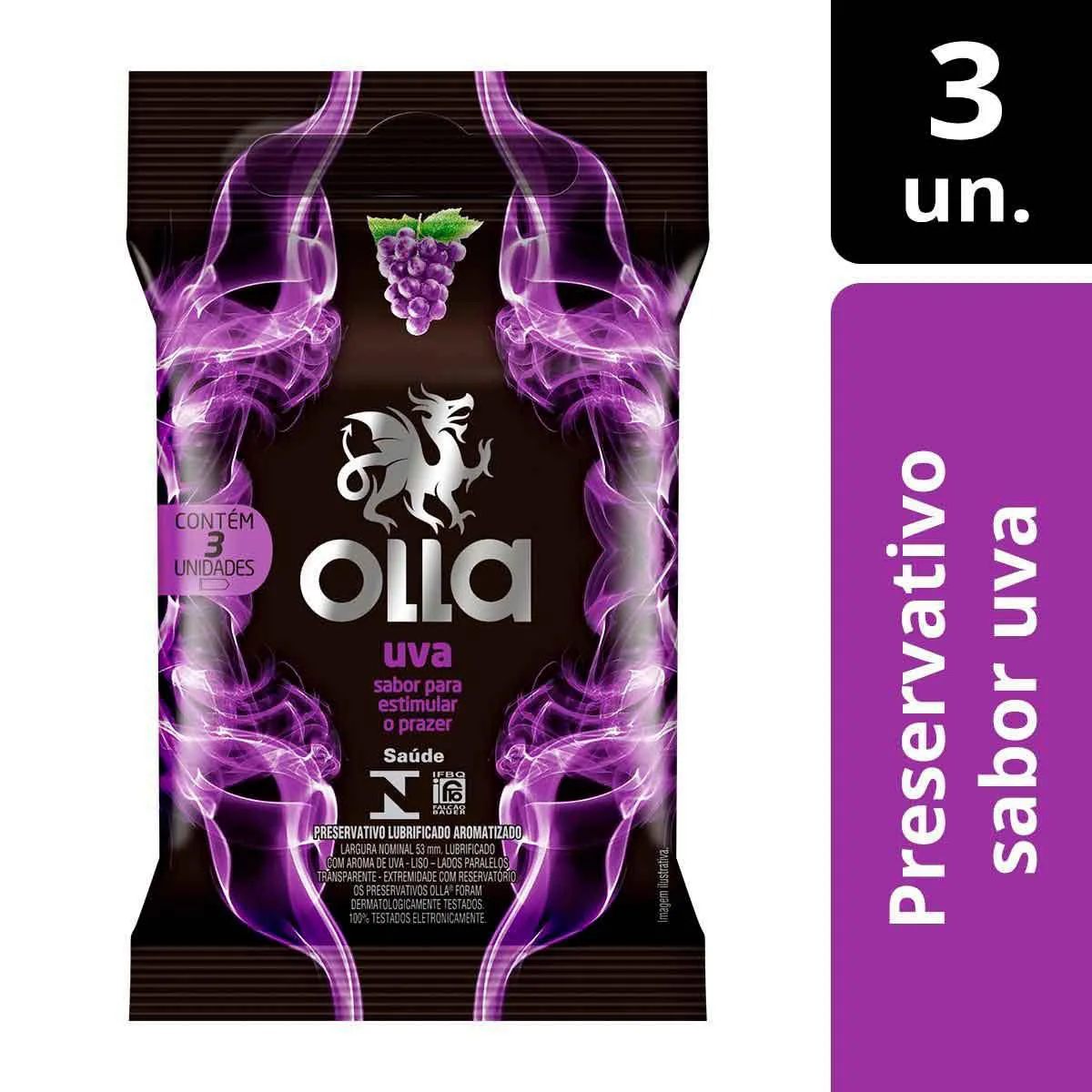 Preservativo Olla Uva com 3 unidades