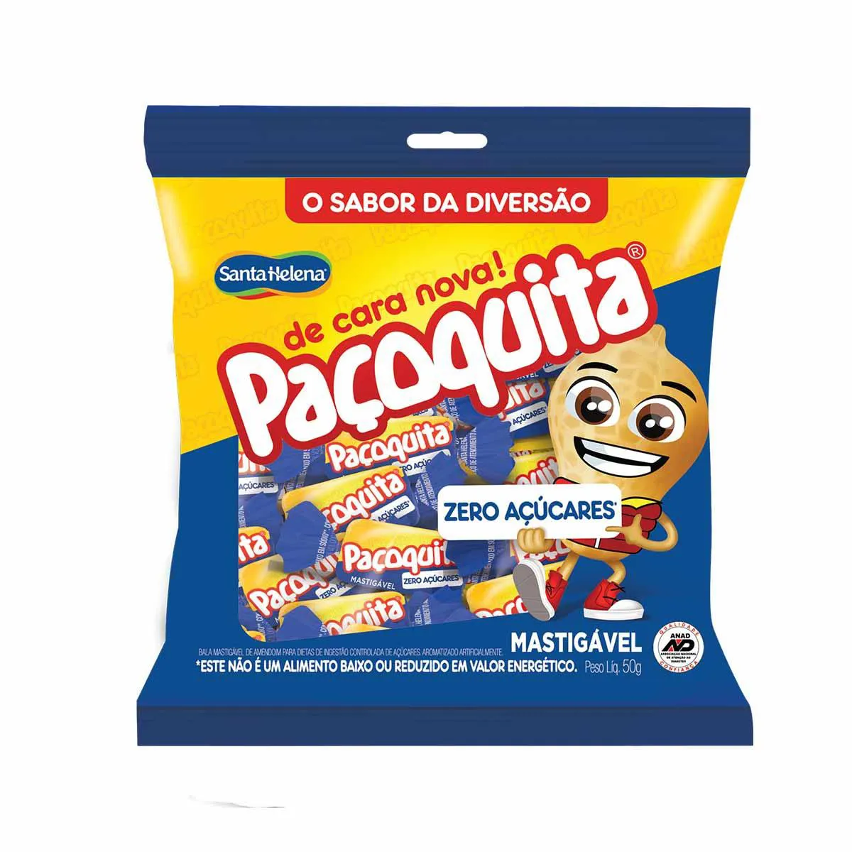 Bala Mastigável Paçoquita Zero Açúcar com 50g