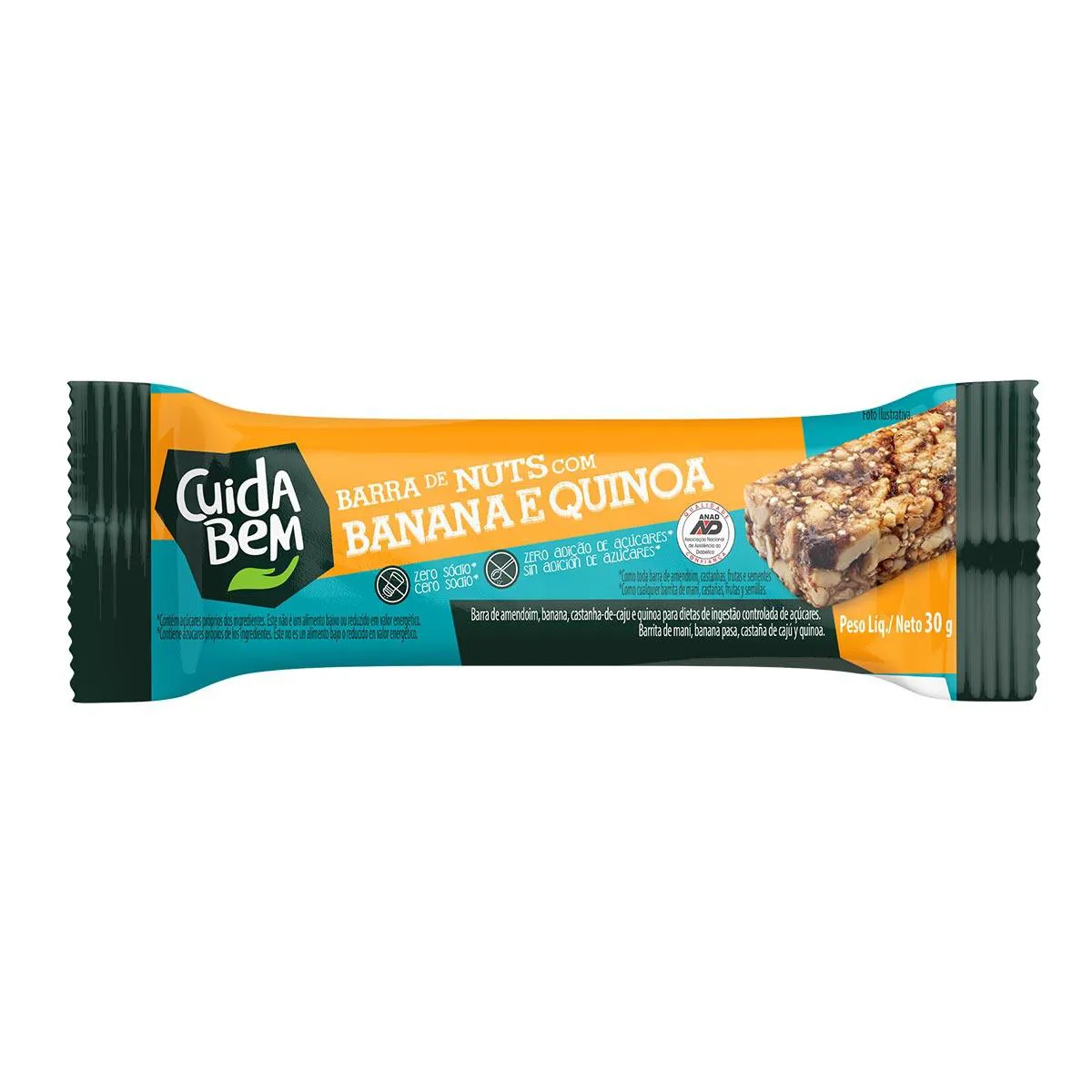 Barra de Nuts Cuida Bem Sabor Banana e Quinoa com 30g