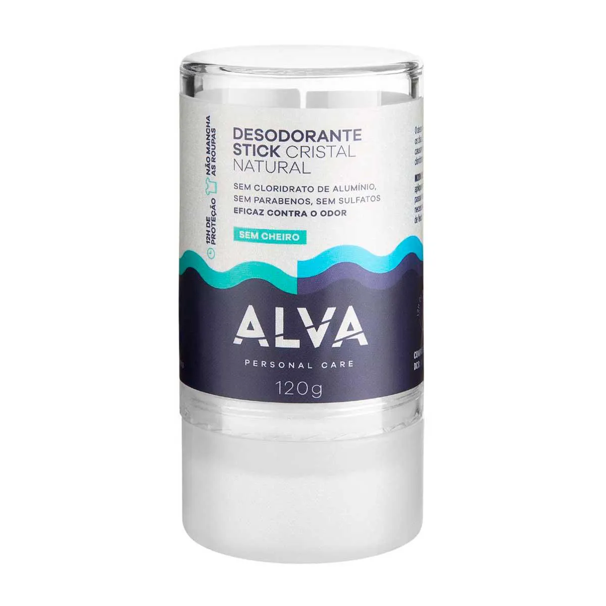 Desodorante Vegano Sem Alumínio Stick Cristal Alva Personal Care Cristal Natural 12h Sem Perfume 120g