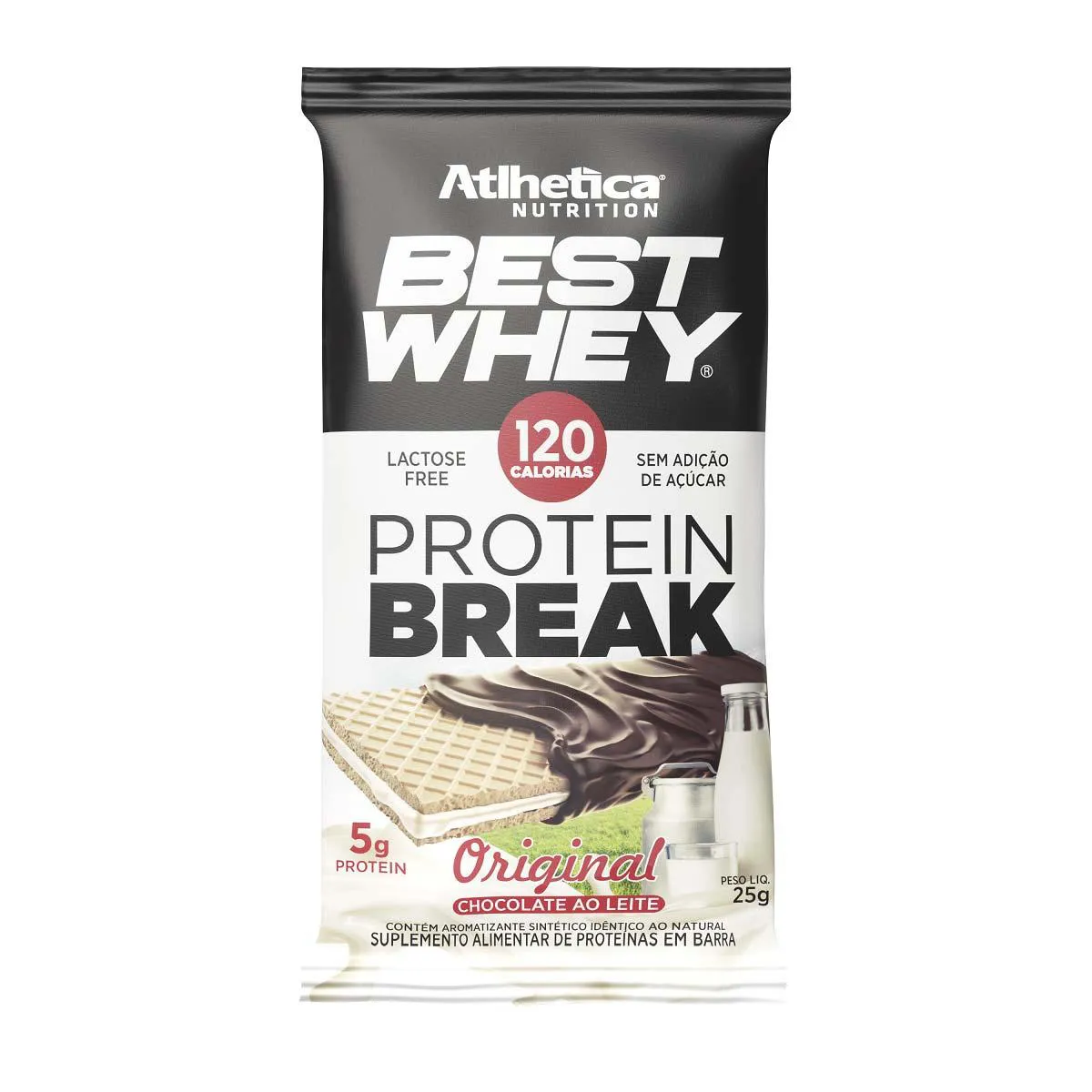 Barra de Proteína Best Whey Atlhetica Nutrition Protein Break Original Chocolate ao Leite 25g