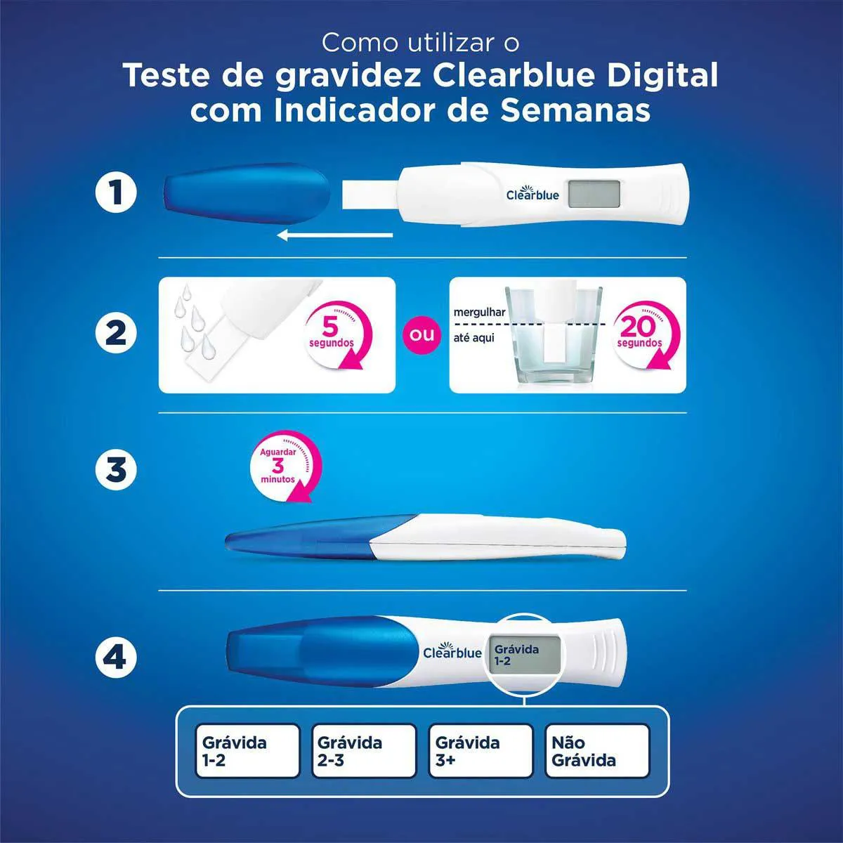 Teste de Gravidez Clearblue Digital com 1 Unidade | Drogasil