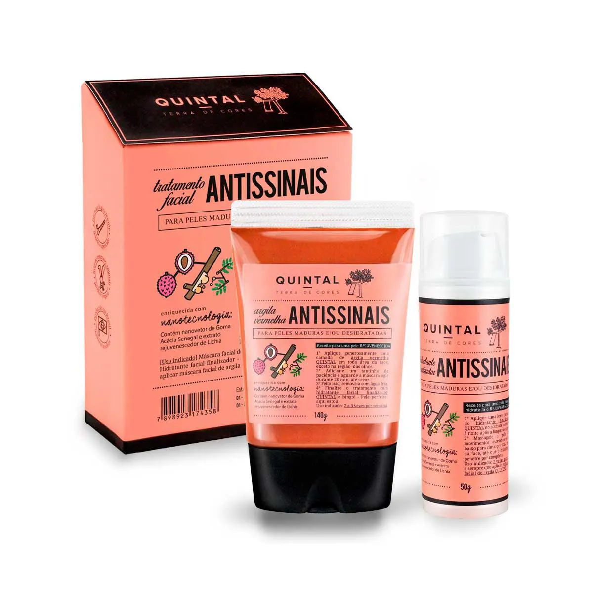 Kit Tratamento Facial Quintal Terra de Cores Antissinais Argila Vermelha com 1 Unidade